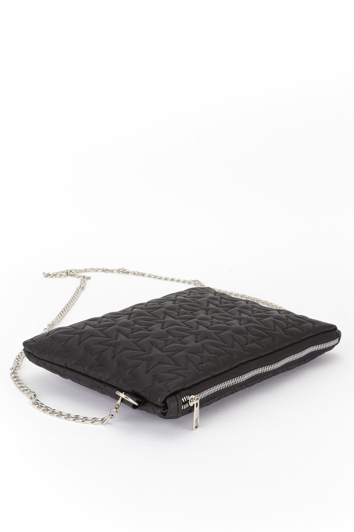 Yıldız Desen Clutch Çanta Siyah