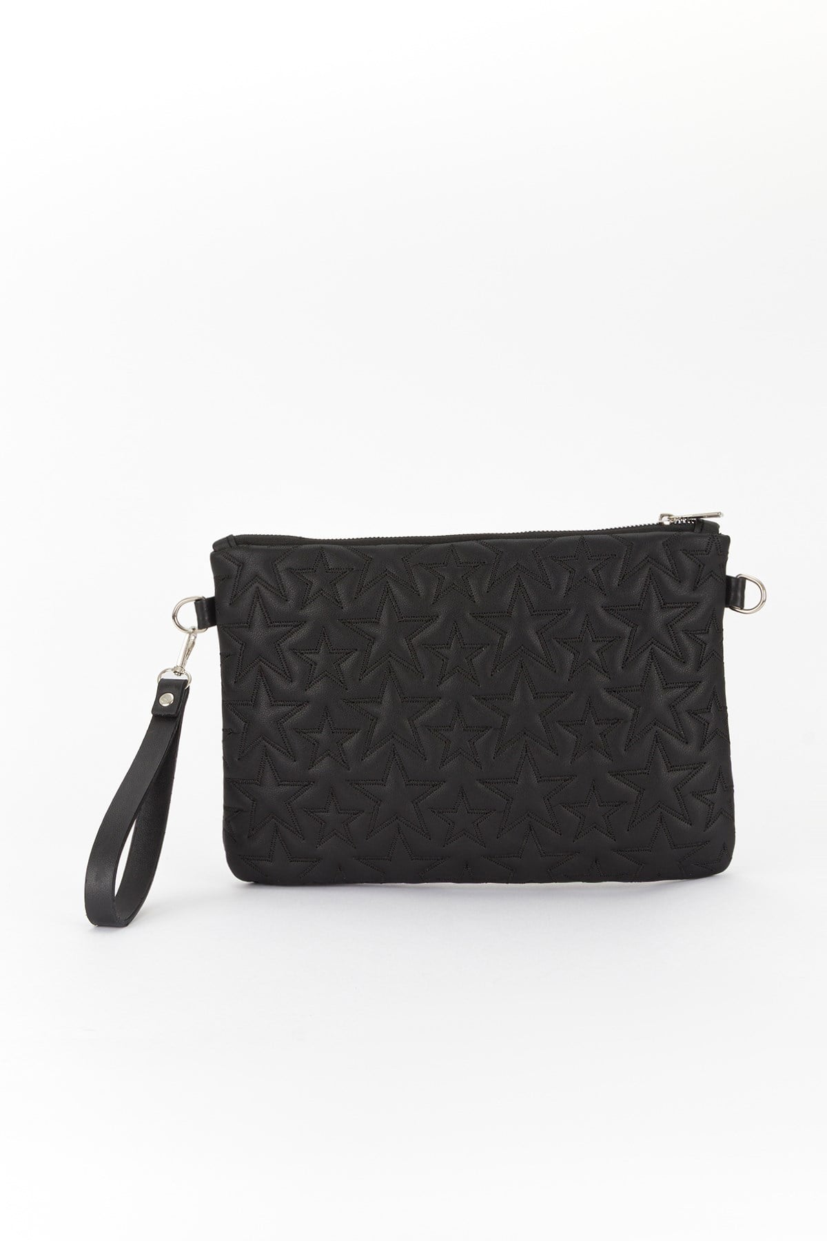 Yıldız Desen Clutch Çanta Siyah