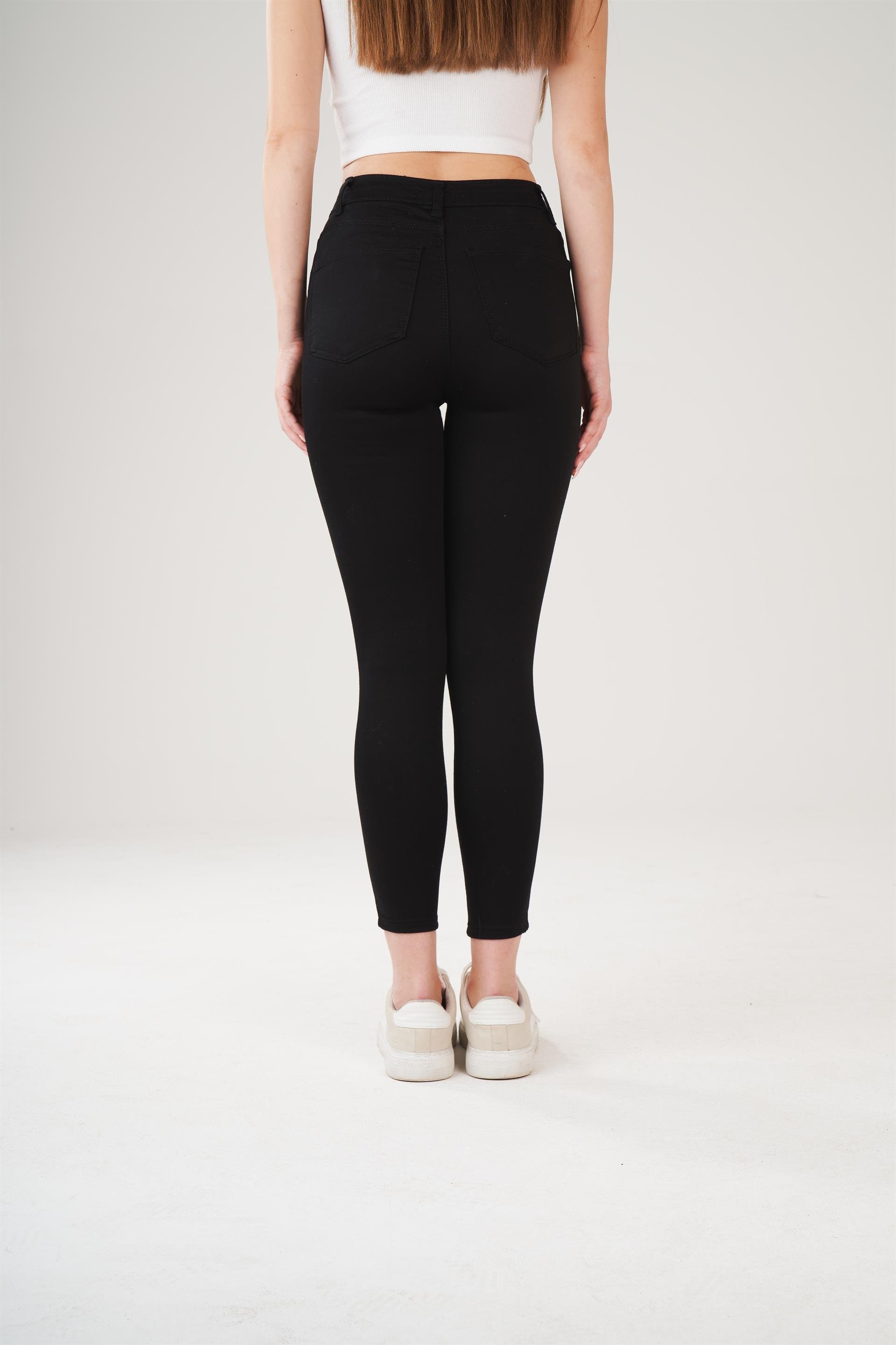 Yüksek Bel 5 Cep Dar Paça Gabardin Pantolon