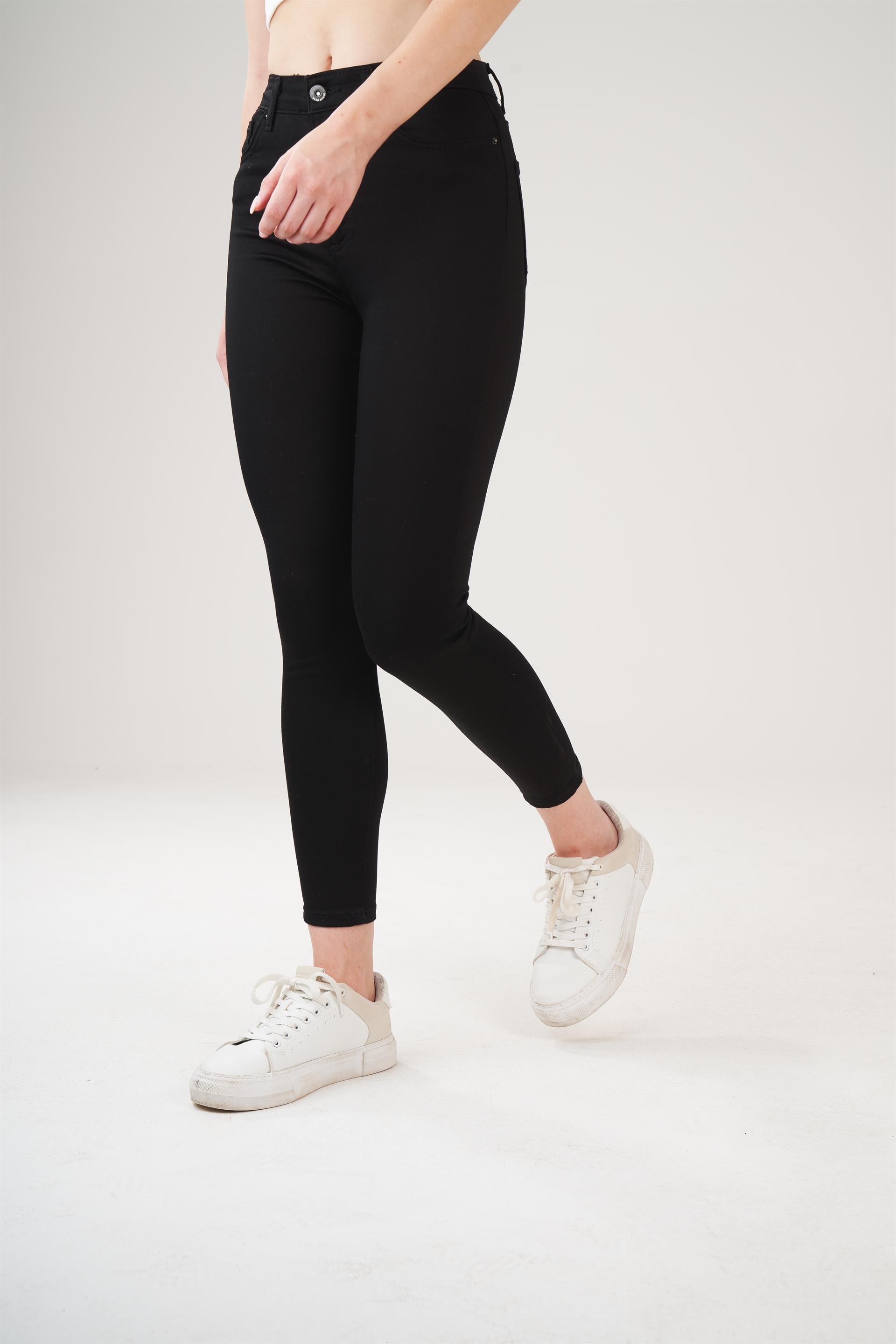 Yüksek Bel 5 Cep Dar Paça Gabardin Pantolon