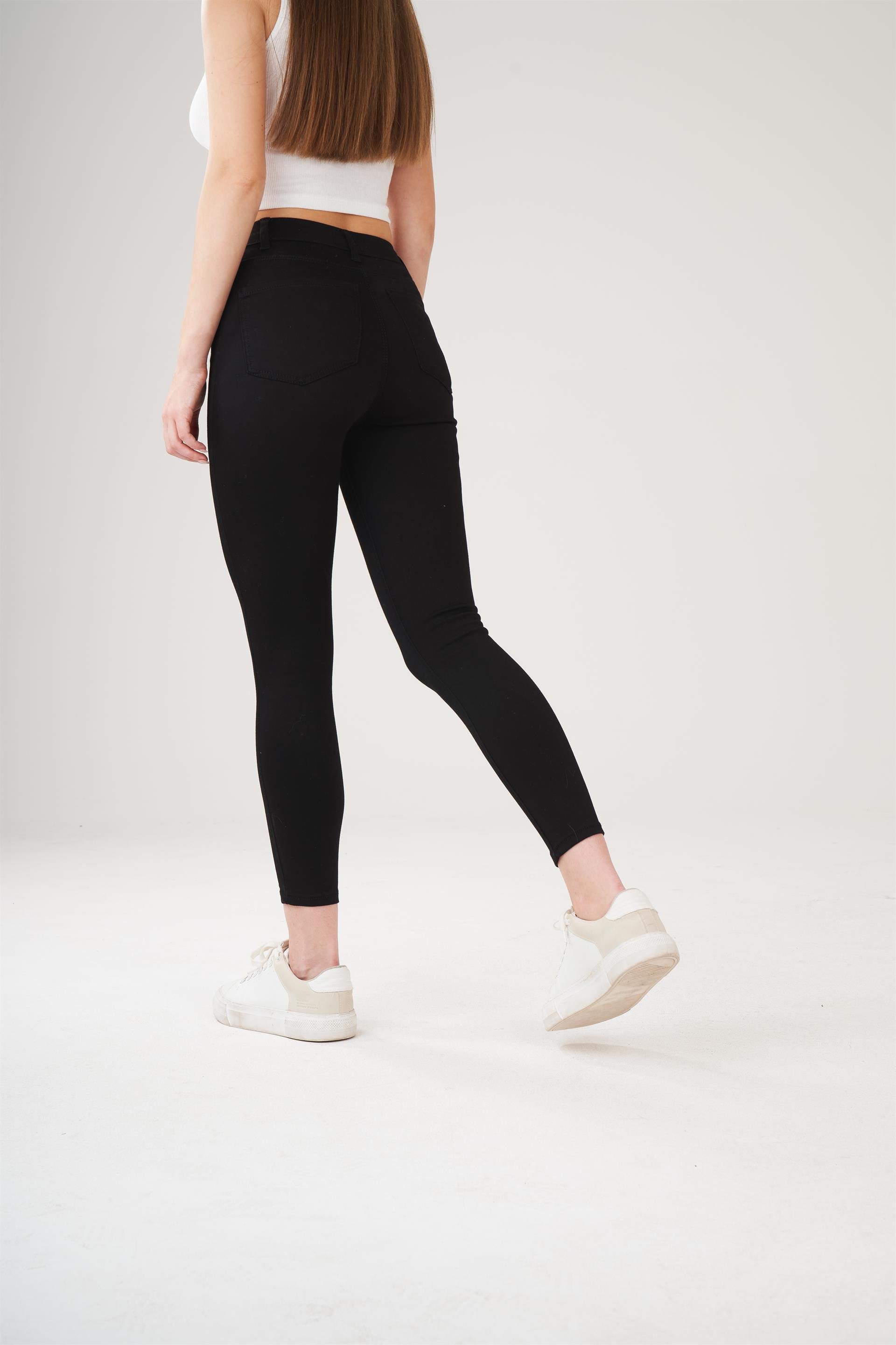 Yüksek Bel 5 Cep Dar Paça Gabardin Pantolon