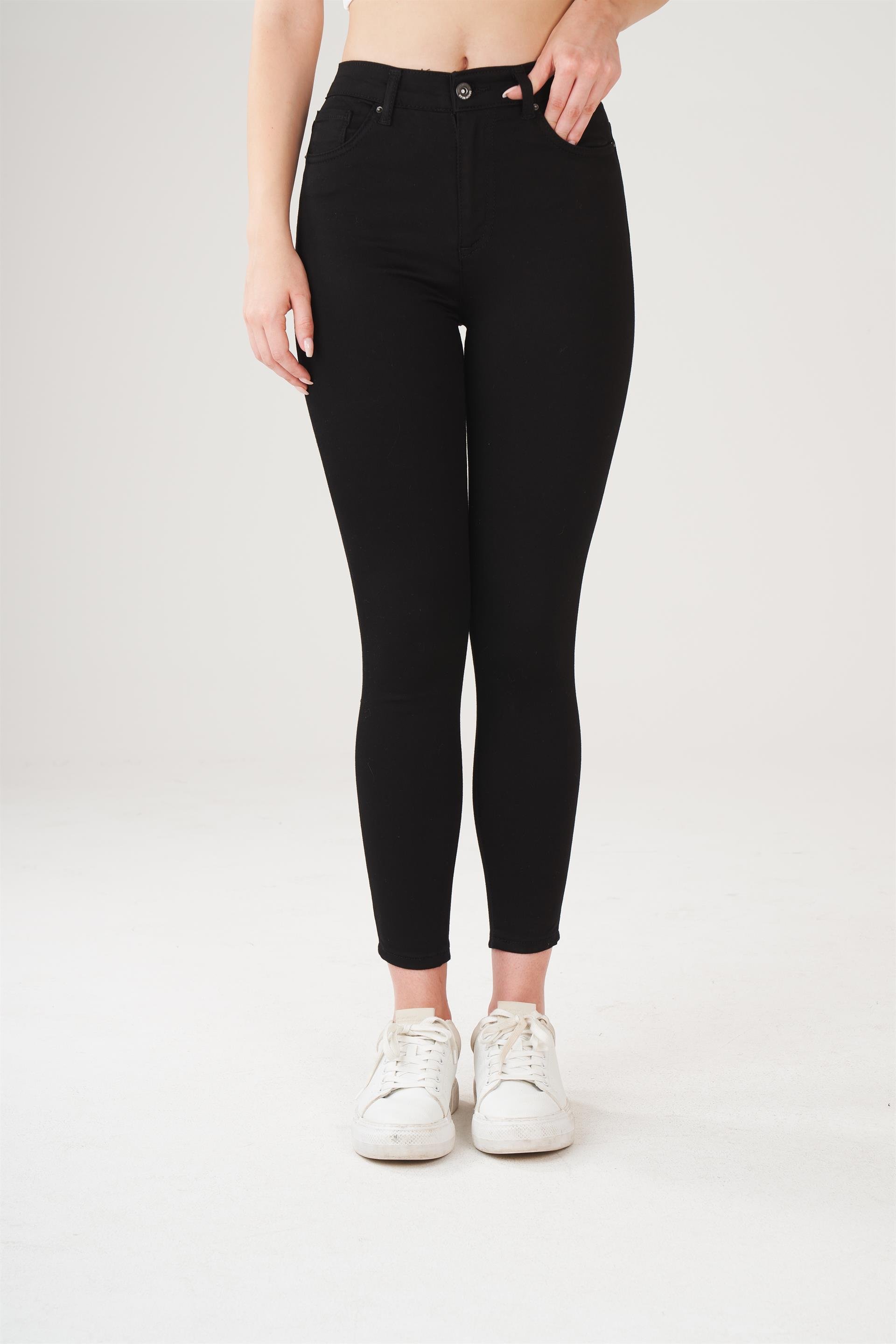 Yüksek Bel 5 Cep Dar Paça Gabardin Pantolon