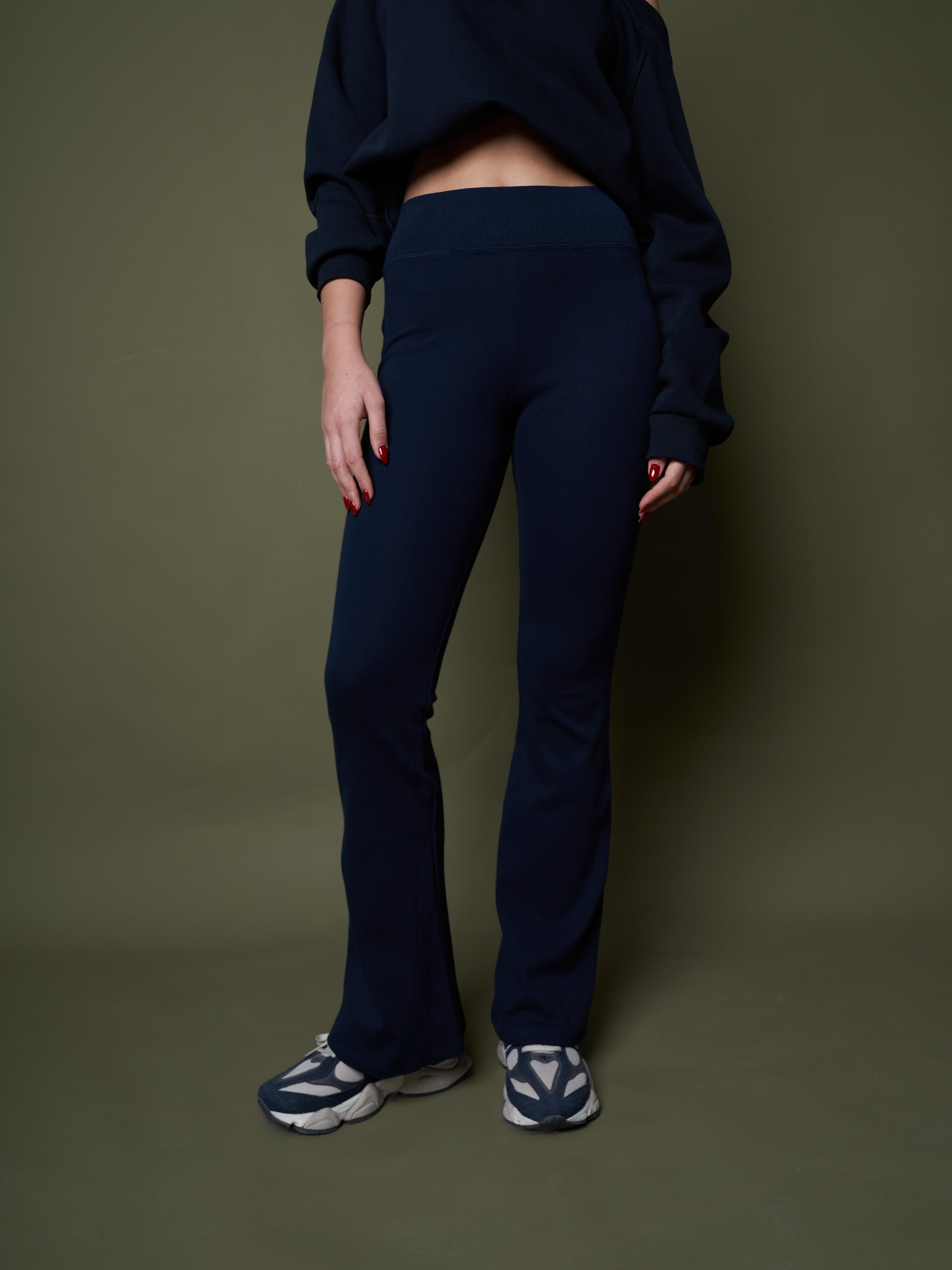 Yüksek Bel İspanyol Paça Pantolon Lacivert