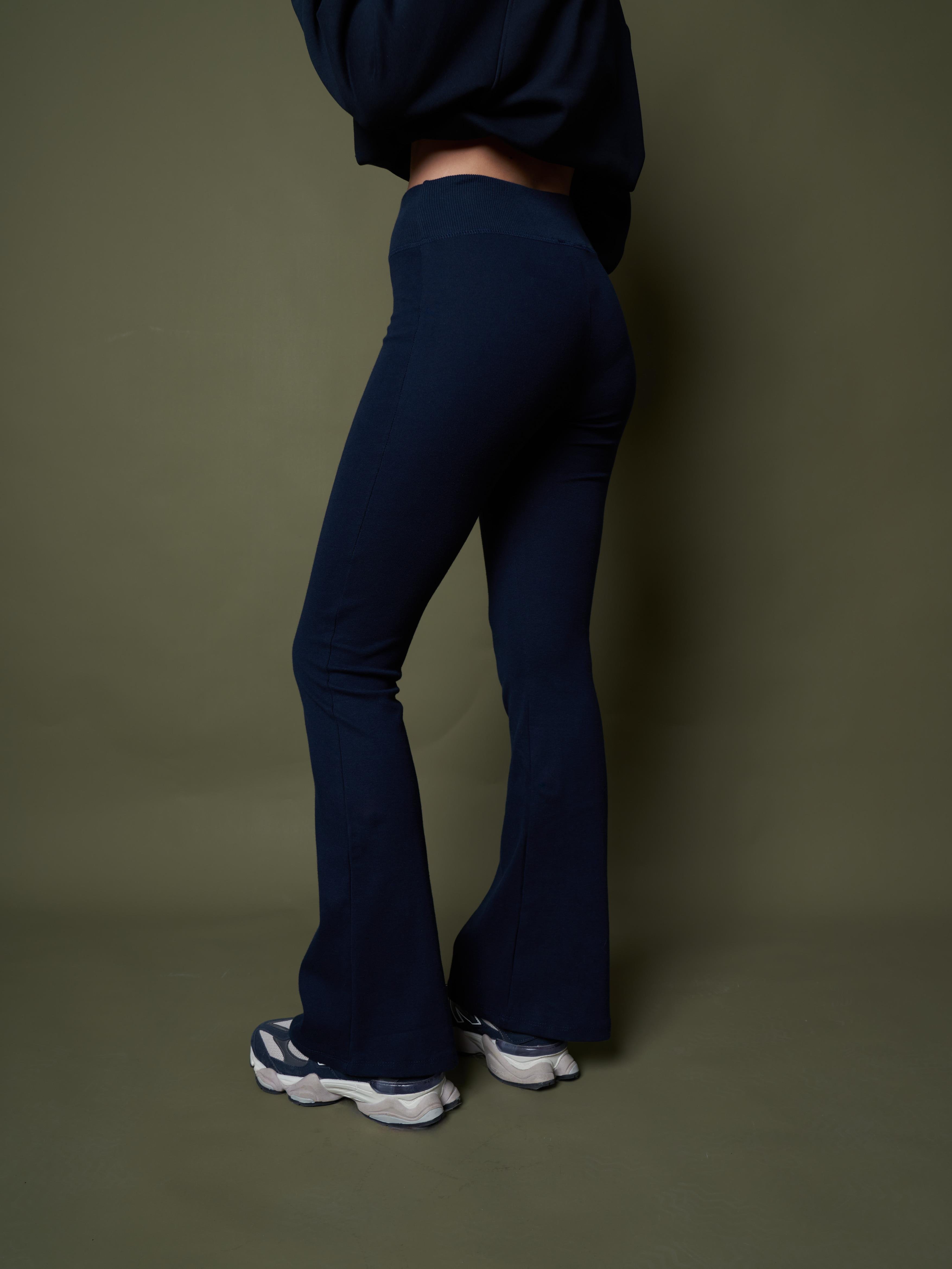 Yüksek Bel İspanyol Paça Pantolon Lacivert