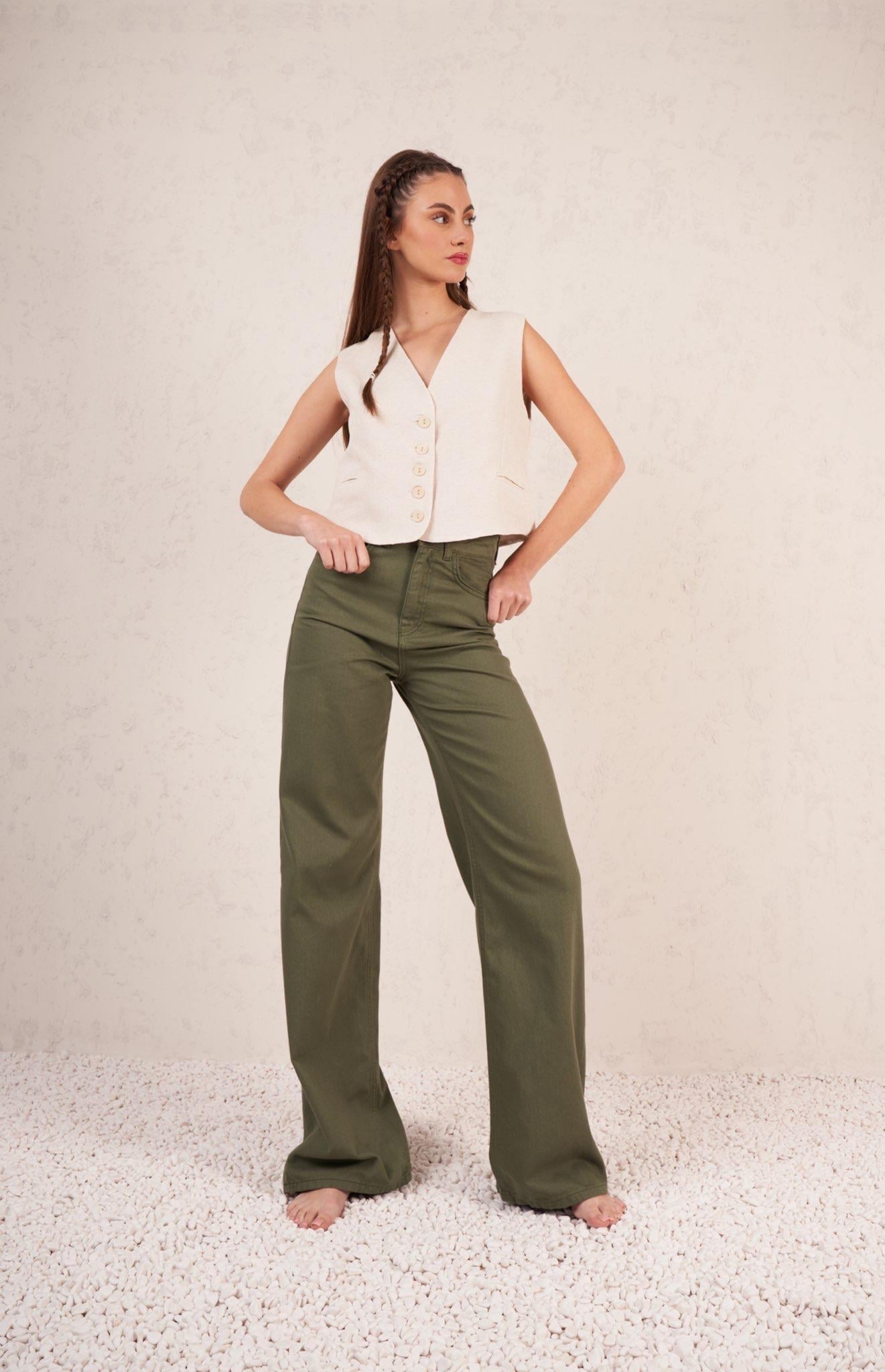 Yüksek Bel Retro Pantolon