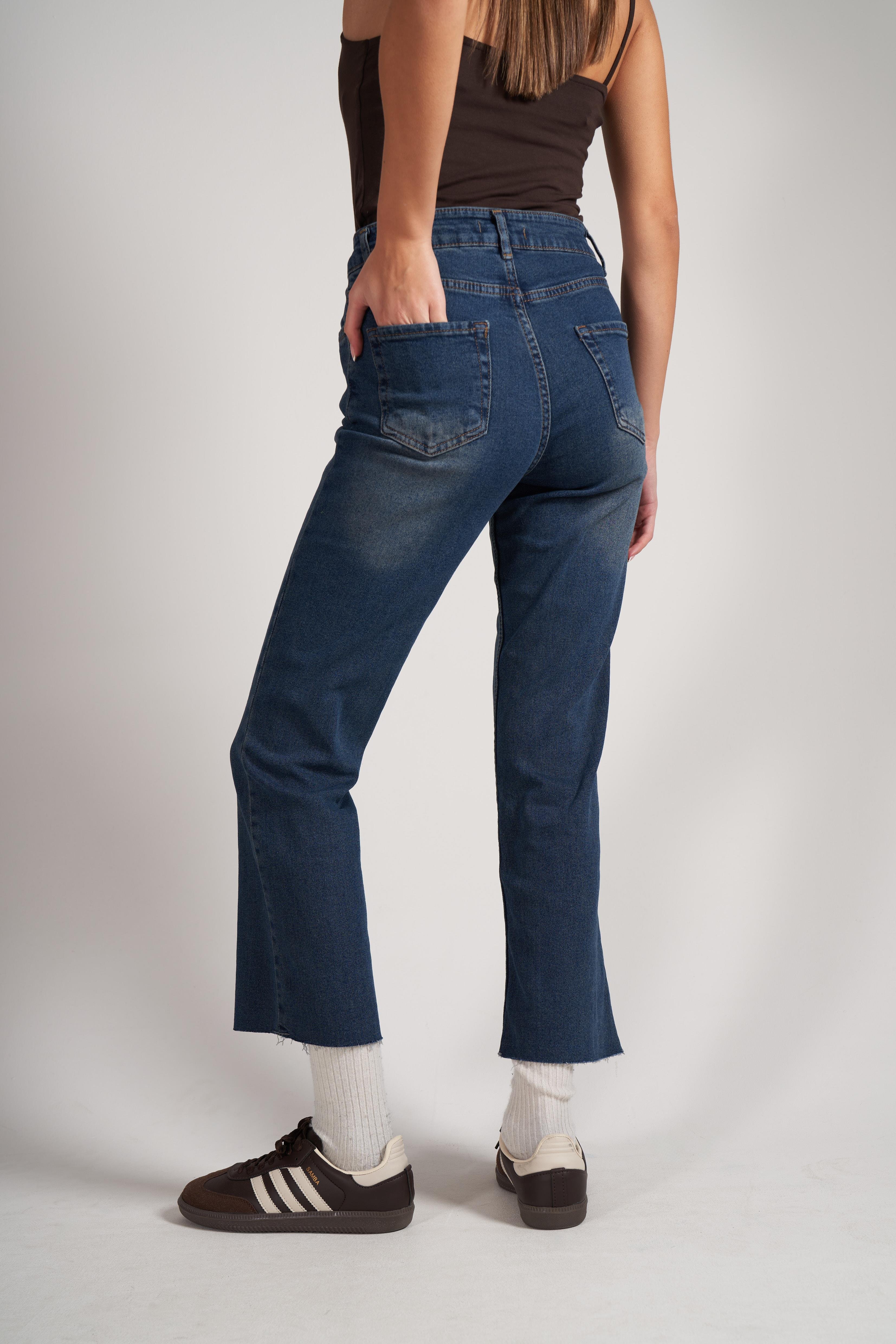 Yüksek Bel Yıkamalı Jean Pantolon Kahve Tint