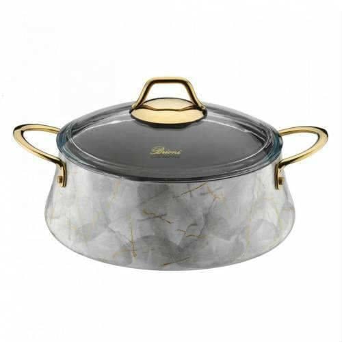 Brioni Marble 7 Parça Tencere Seti Beyaz