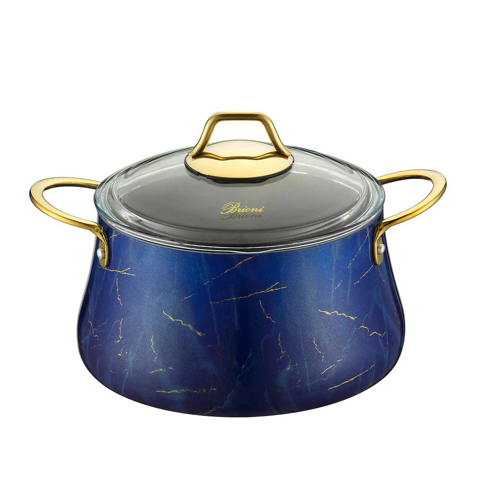 Brioni Marble Parlament Mermer 9 Parça Tencere Tava Seti