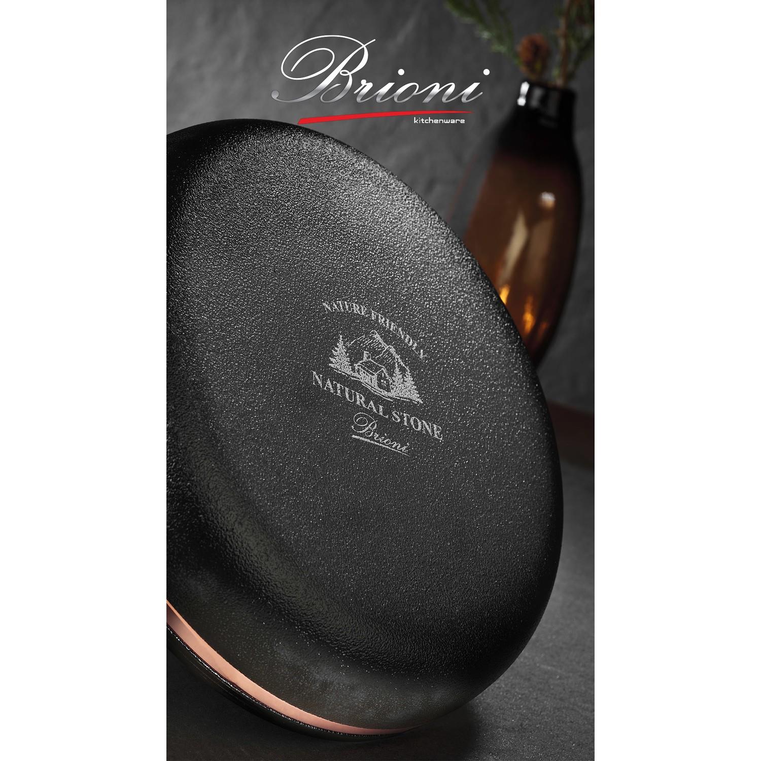 Brioni Royal Stone 7 Parça Antrasit&bakır Taş Granit Tencere Seti