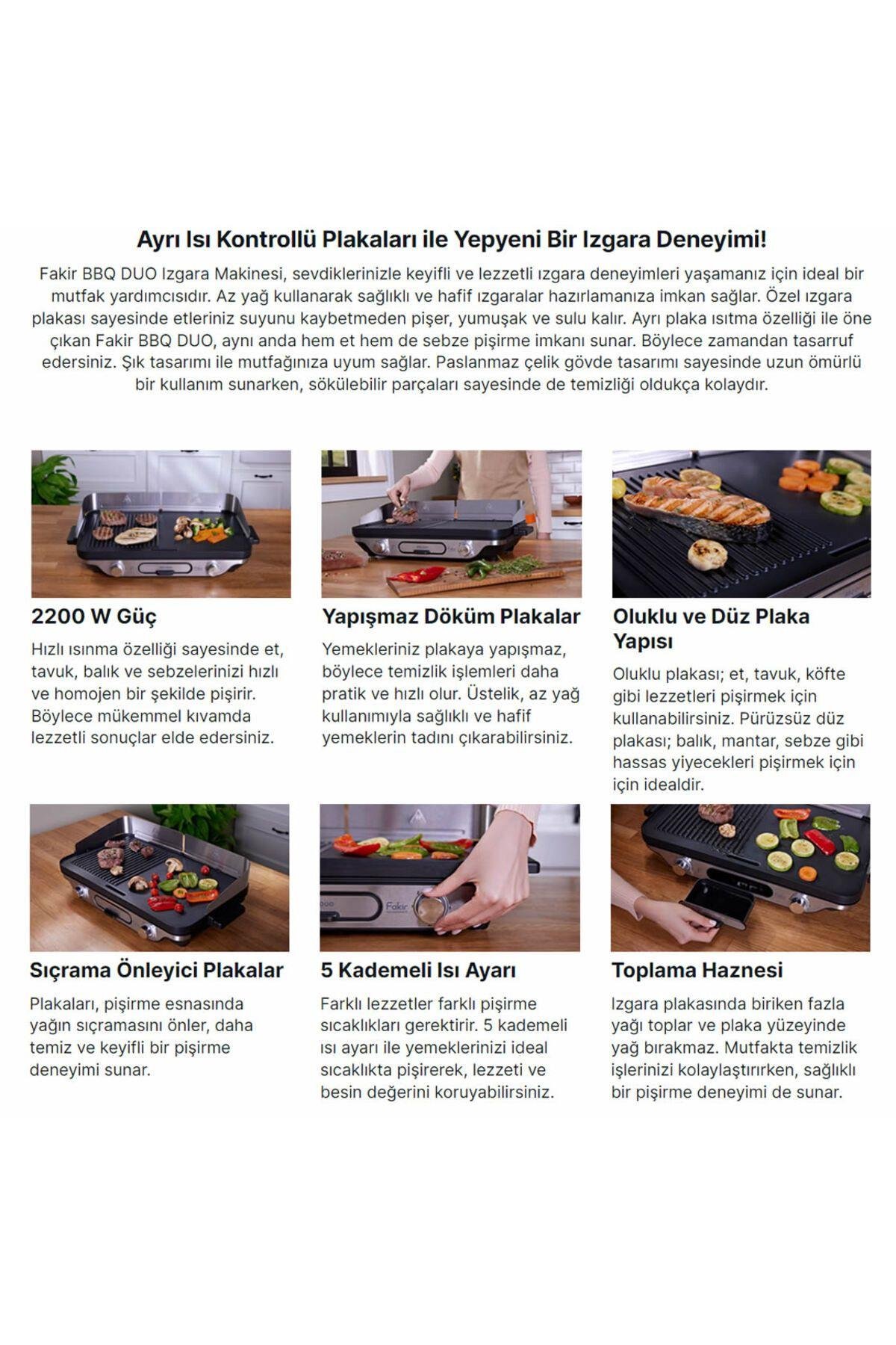 Fakir BBQ Duo 2200 Watt Döküm Plaka Elektrikli Izgara