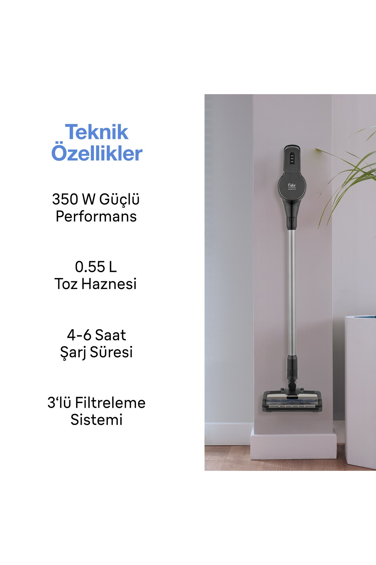 Fakir Inovator 6158 Dikey Şarjlı Kablosuz Süpürge Purple