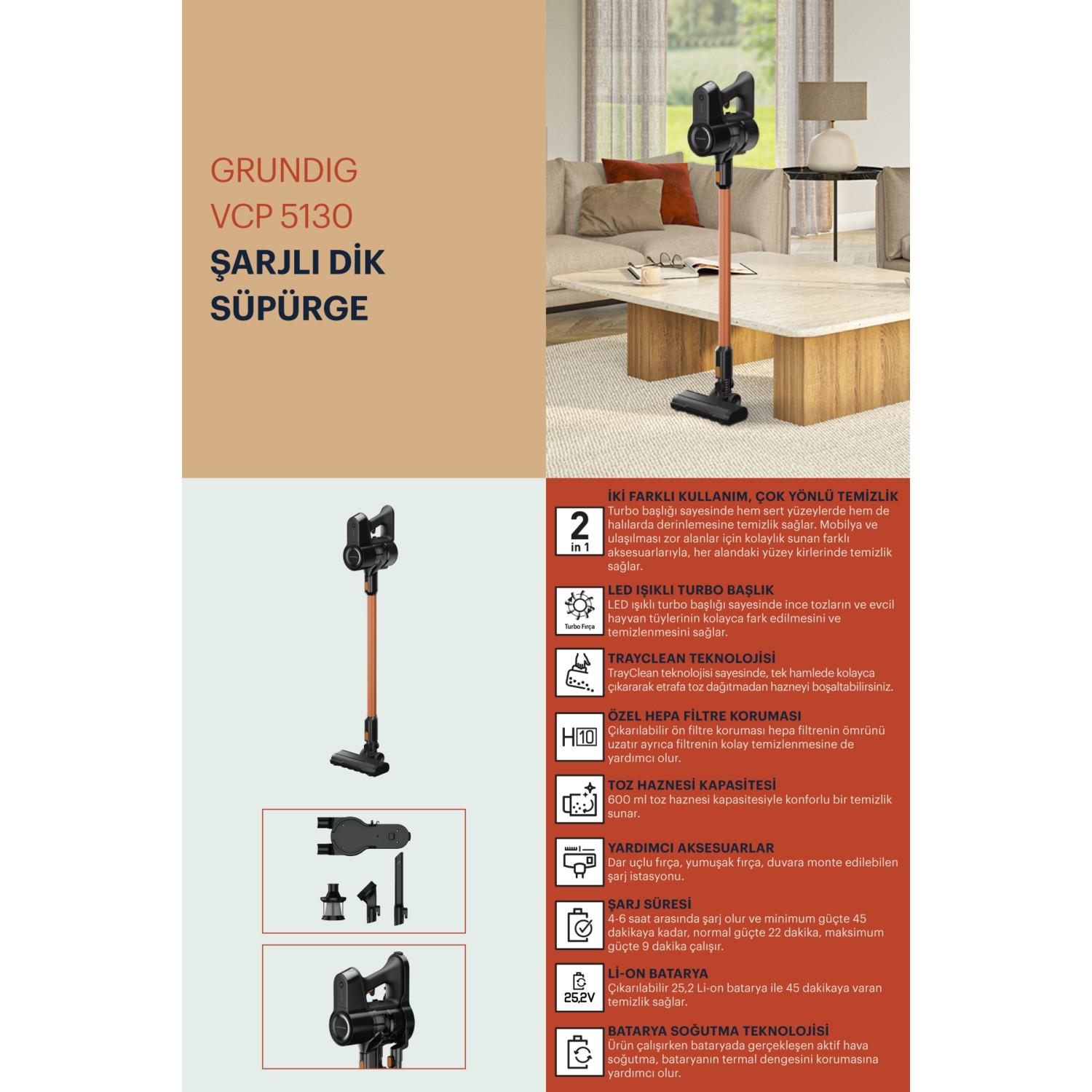 Grundig VCP 5130 25.2 V Dikey Şarjlı Süpürge