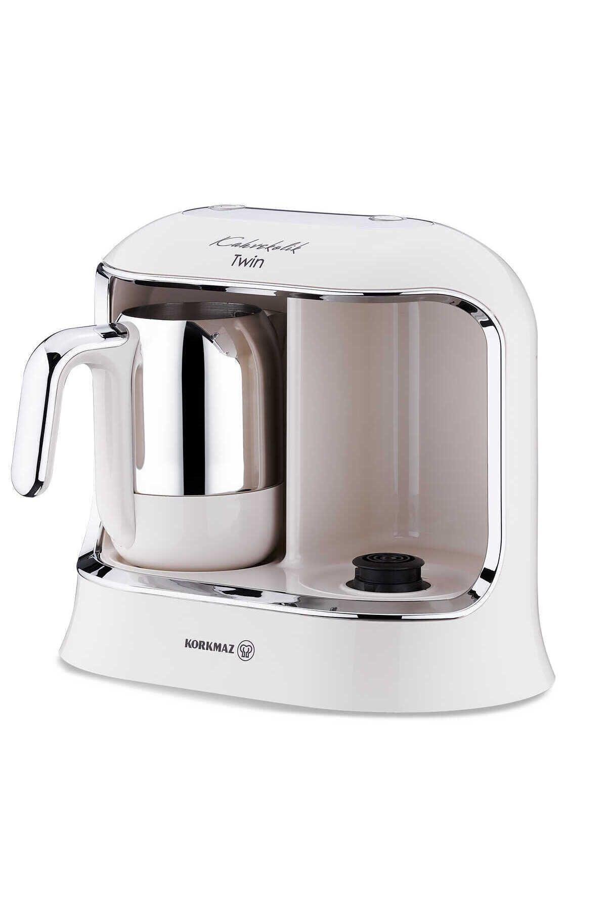 Korkmaz Kahvekolik Twin Kahve Makinesi Vanilya Krom A861-08