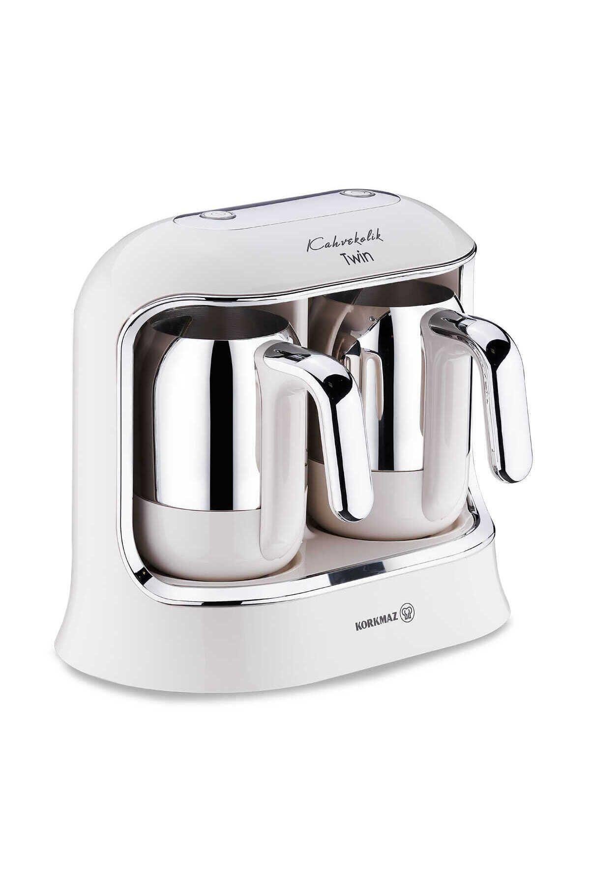 Korkmaz Kahvekolik Twin Kahve Makinesi Vanilya Krom A861-08