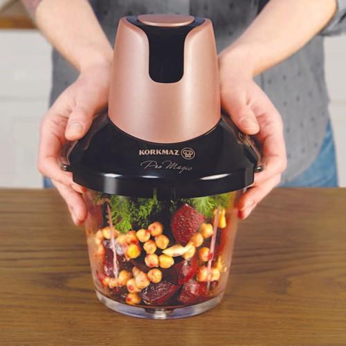 Korkmaz Pro Magic 4 Bıçaklı Rosagold/Siyah Cam Doğrayıcı A460-05