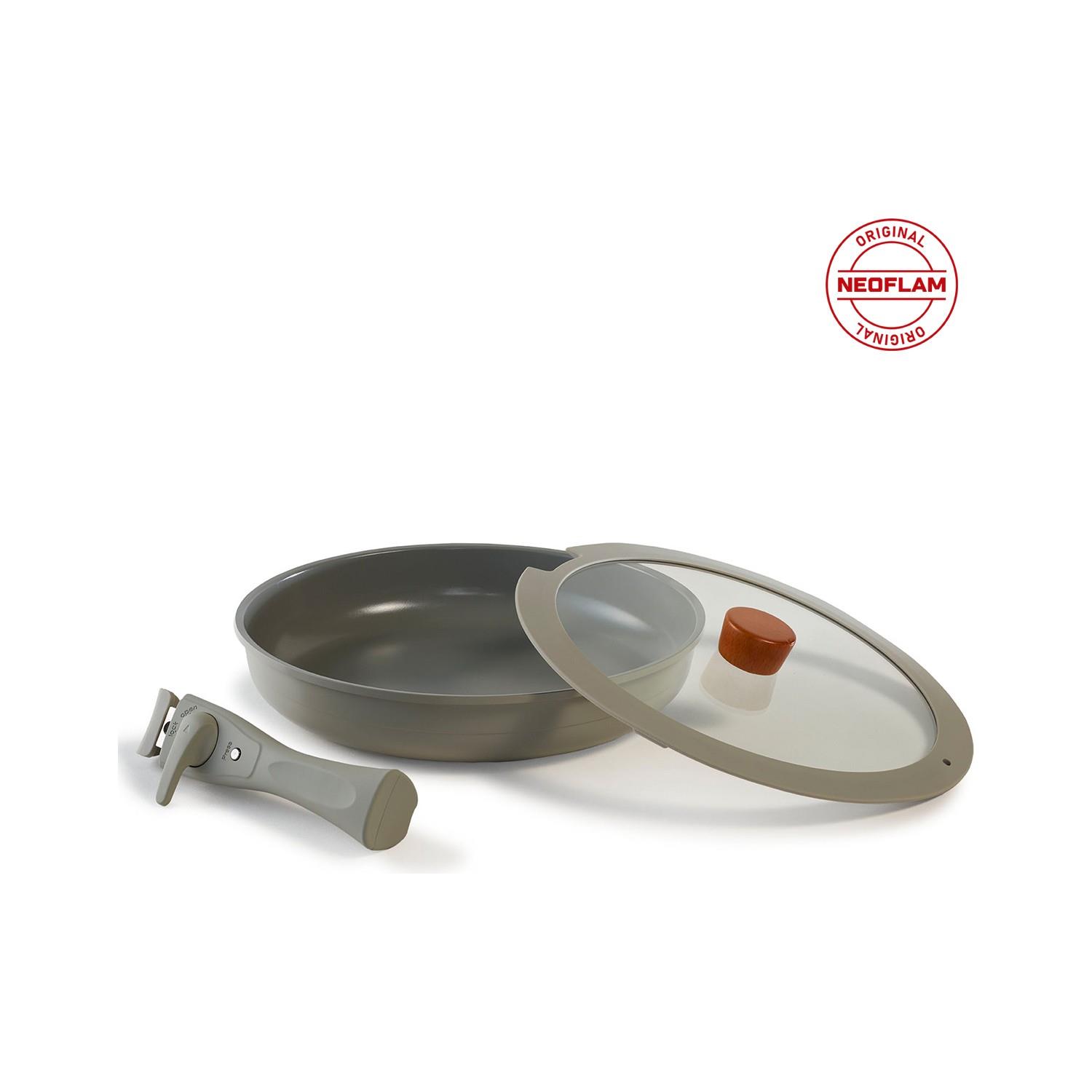 Neoflam Midas Gri 6 Parça Ayrılabilen Saplı İç İçe Geçebilen Tencere Tava Seti