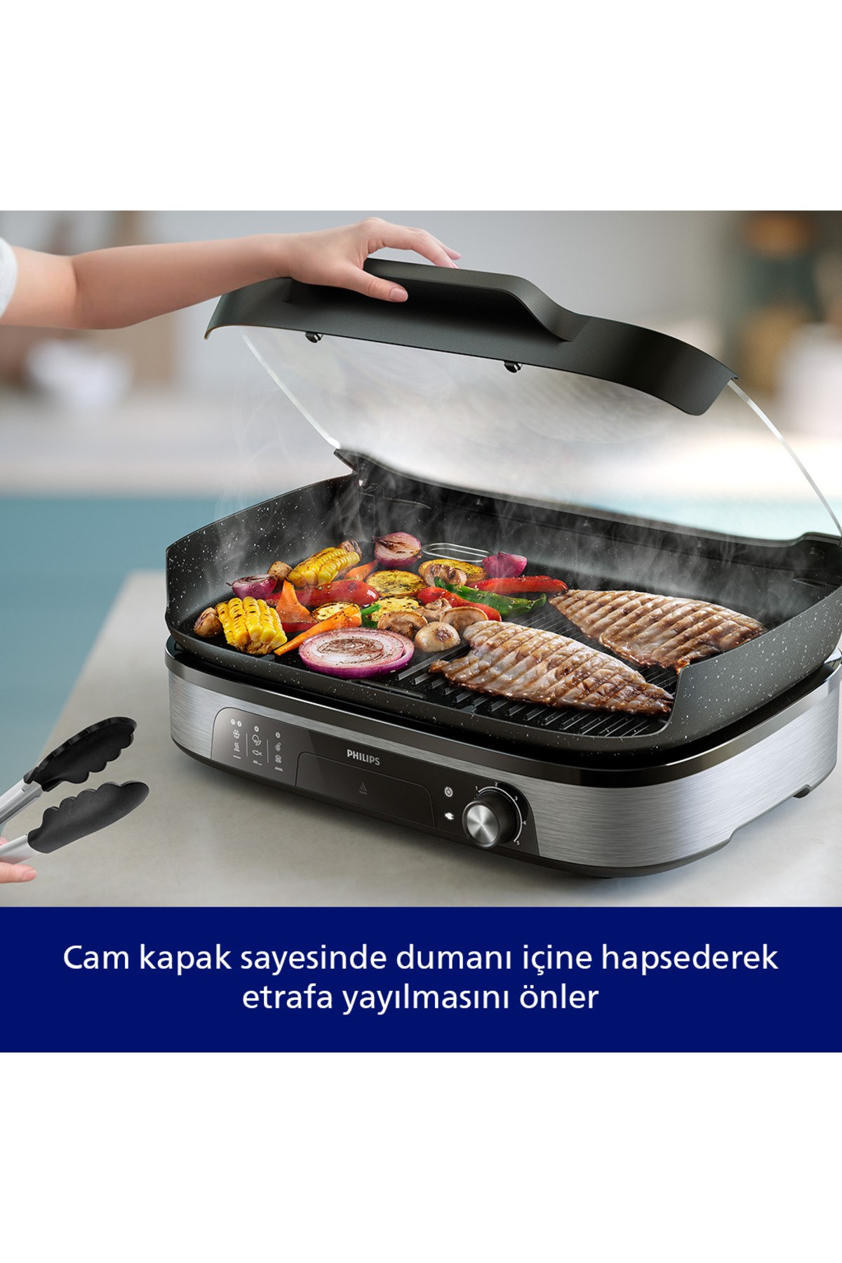 Philips 5000 Serisi Elektrikli Izgara 2400W, Aroma İnfüzörü ve Tütsüleyici, 5 Sıcaklık Ayarı, HD6212/90