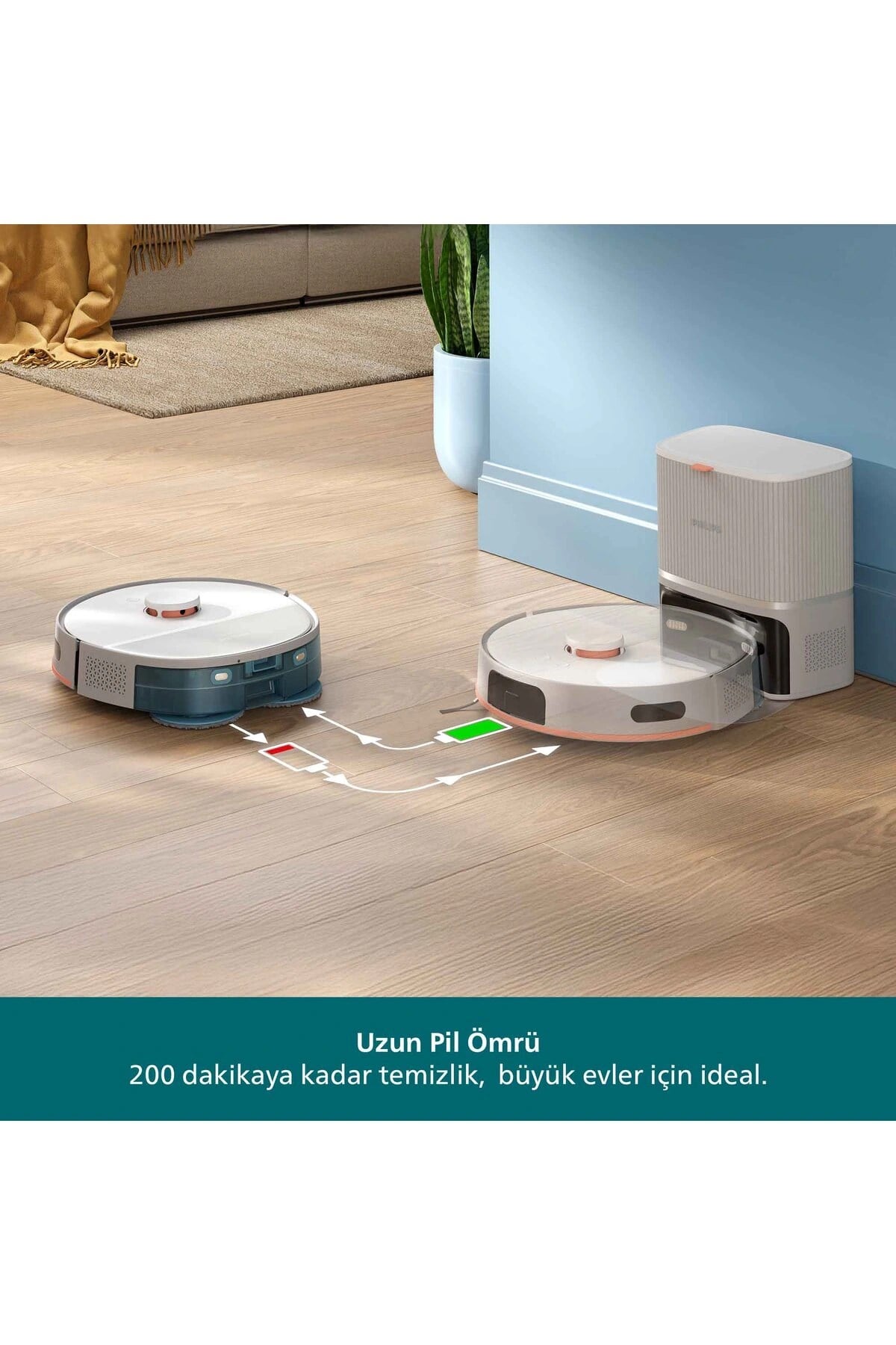Philips 5000 Serisi Islak Kuru Robot Süpürge, Yüksek Emiş Gücü, Otomatik Boşaltma, Beyaz, XU5100/20