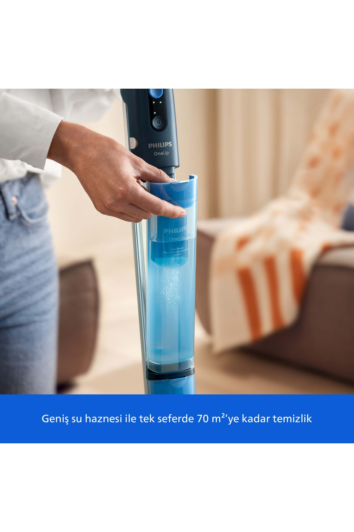 Philips 5000 Serisi OneUp Elektrikli Mop, Bakterilere karşı %99,9 etkili, 360 derece başlık, (XV5113/01)