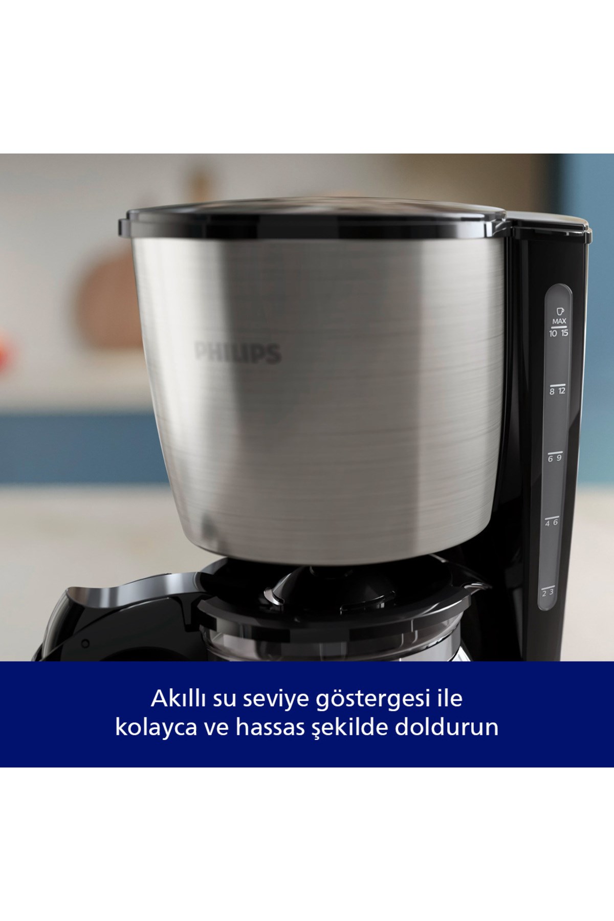 Philips Filtre Kahve Makinesi, 1,2 Lt, Otomatik Kapanma, Cam Demlik, Kolay Doldurma, Zamanlayıcı, HD7459/20