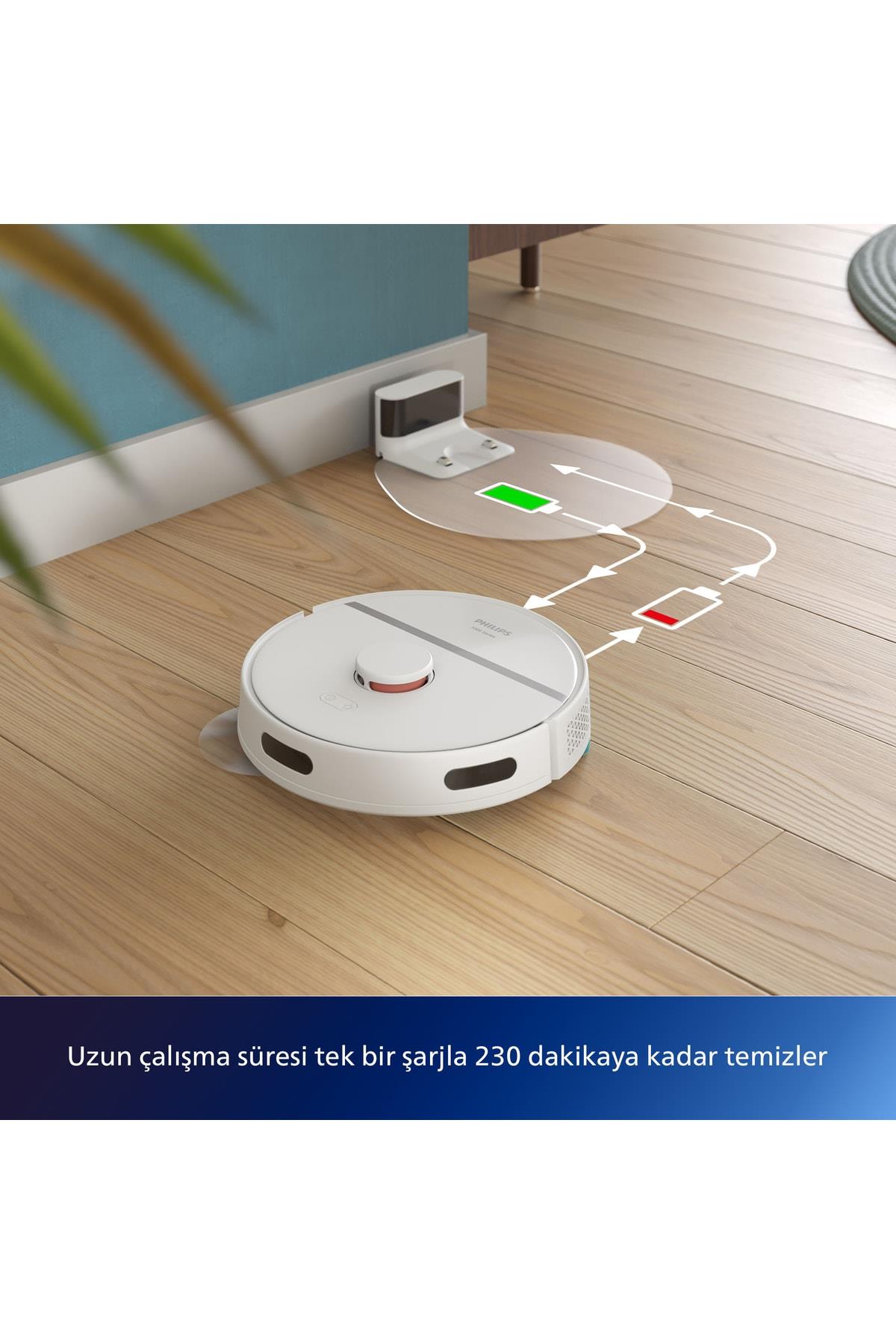 Philips HomeRun 3000 Serisi Aqua XU3000/02 Beyaz Akıllı Robot Süpürge