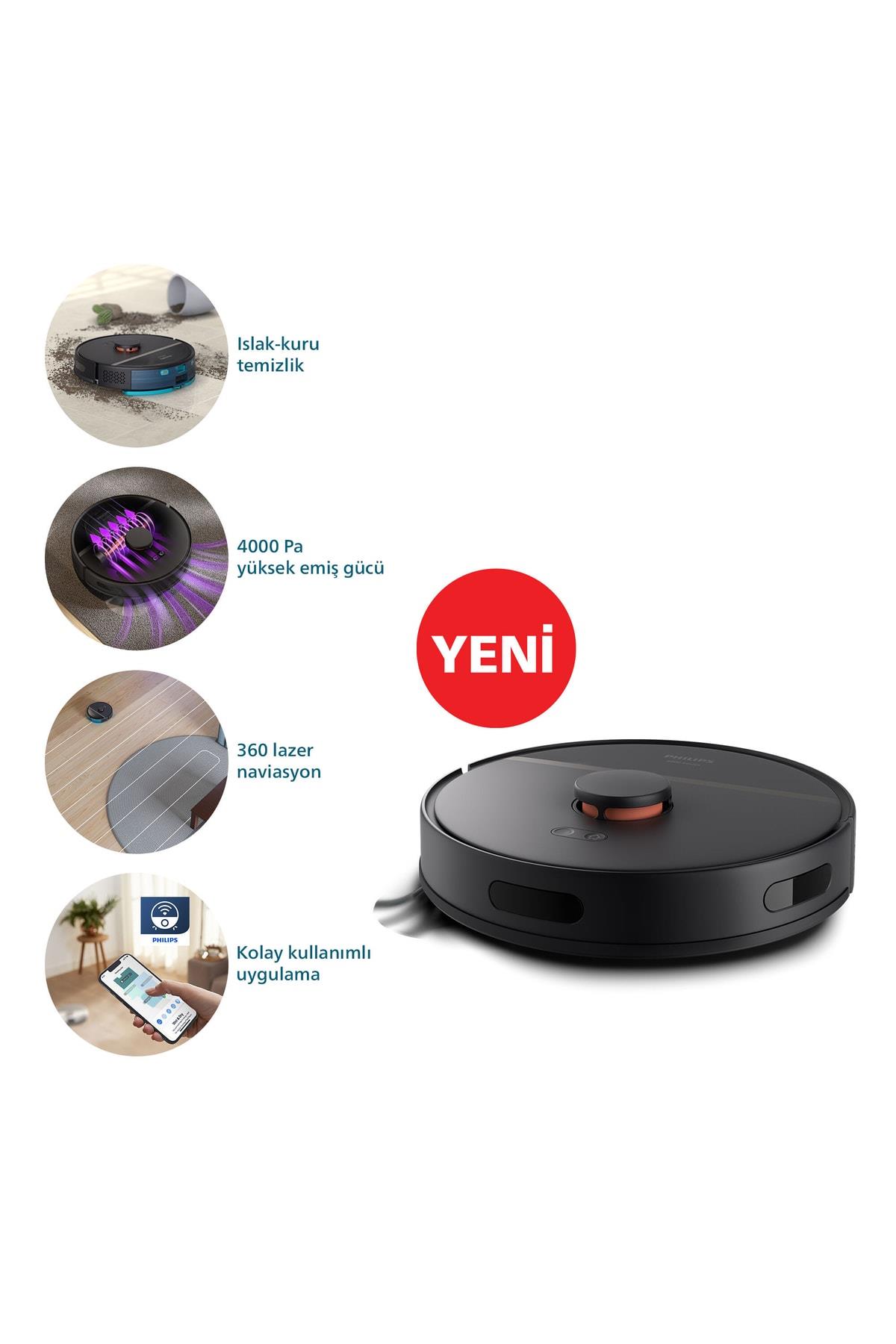 Philips HomeRun 3000 Serisi Aqua XU3000/01 Siyah Akıllı Robot Süpürge