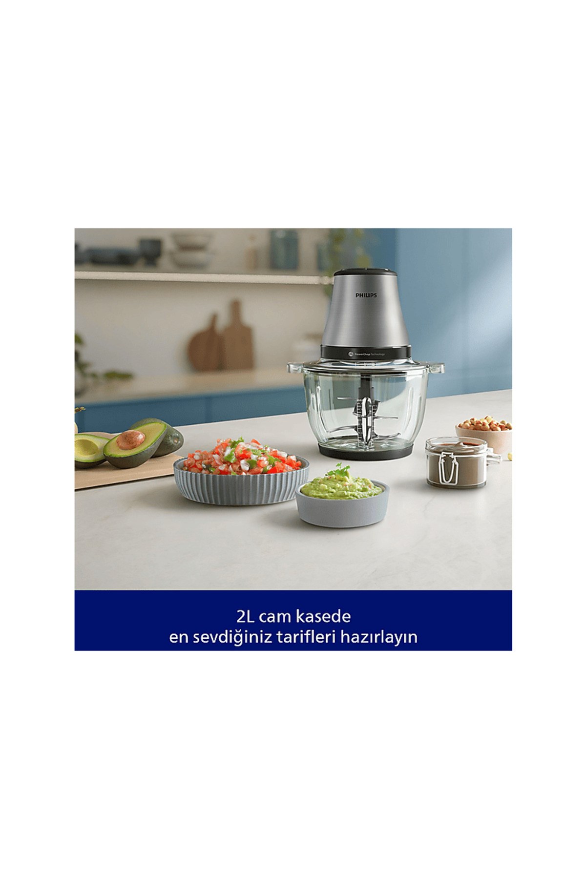 Philips HR1503/00 3000 Serisi Cam Hazneli Doğrayıcı Metalik Gri