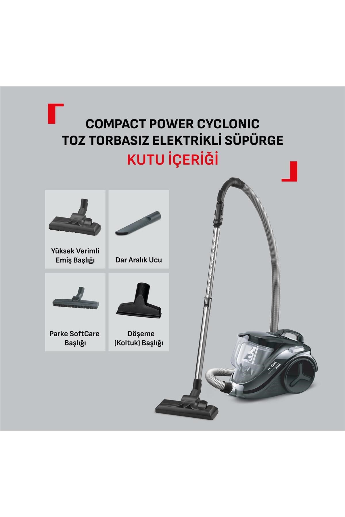 Tefal TW37B1TR Compact Power Cyclonic 850 Watt 1,5 L Kapasiteli Toz Torbasız Süpürge
