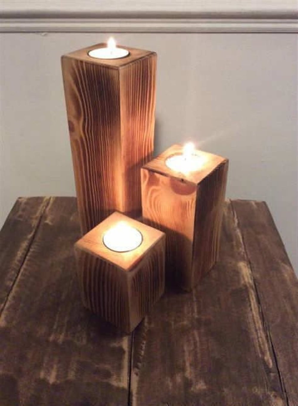Tena Dekor 3lü Kütük Ağaç Tealight Mumluk