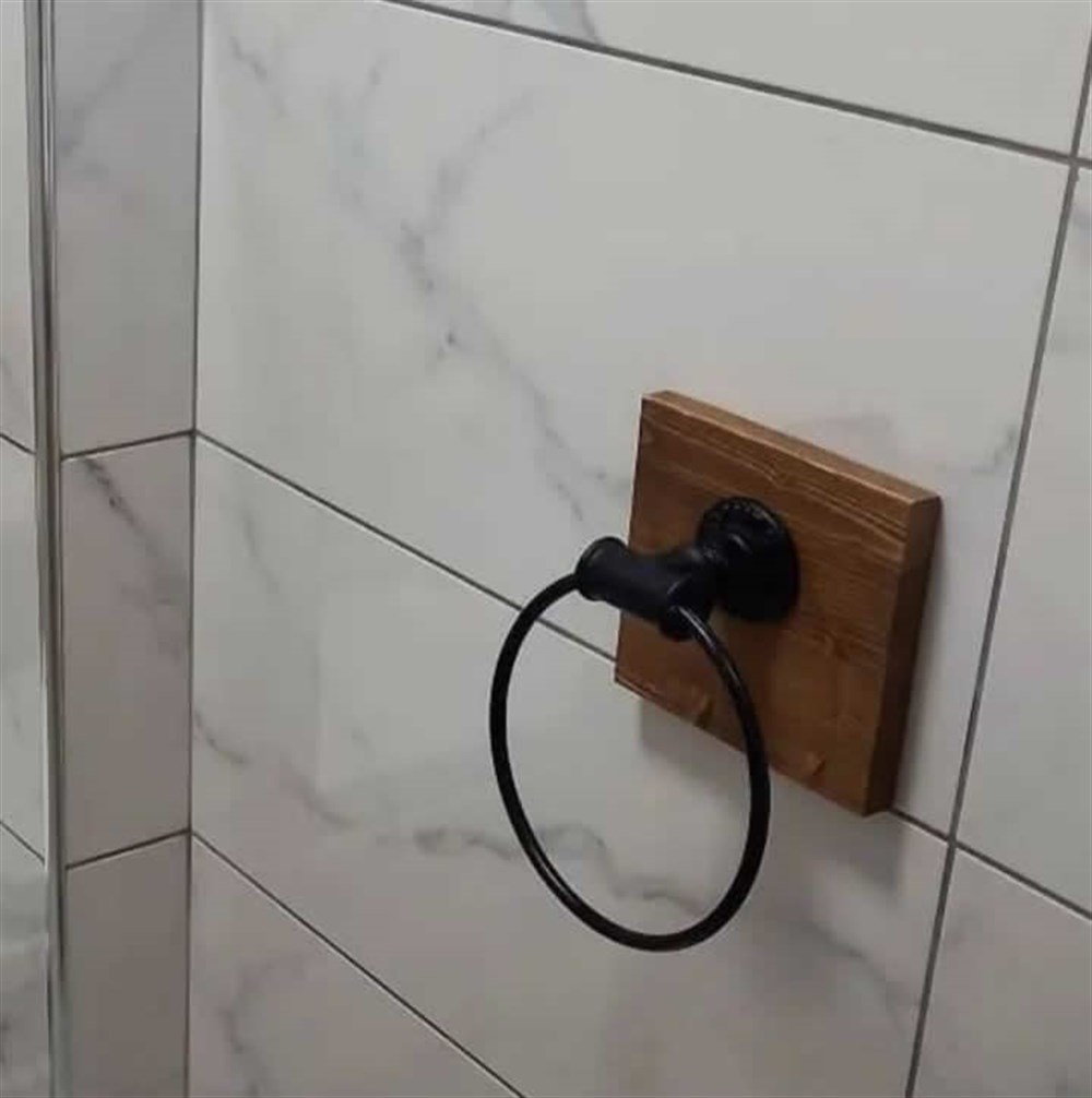Tena Dekor Vintage Rustik Tasarım Ahşap Demir Boru TepsiBanyo DekorasyonuTena Dekor Demir Halka Havluluk