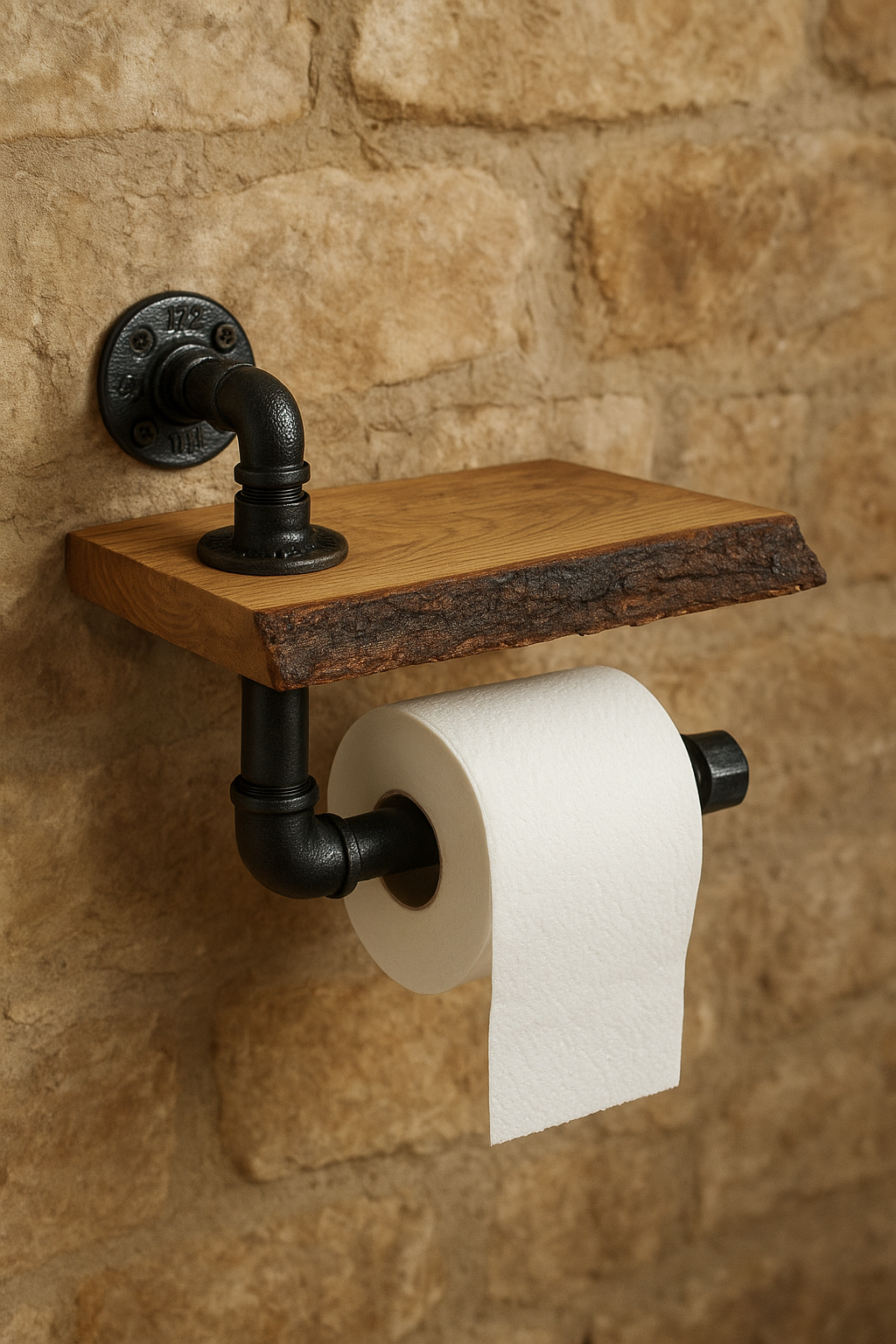 Tenadekor endüstriyel tasarım banyo askılığı demir boru ve ahşap model raflı askılıkBanyo DekorasyonuTena Dekor Raflı Tuvalet Kağıtlığı Rustik Dekor Banyo Tuvalet Askesuarı