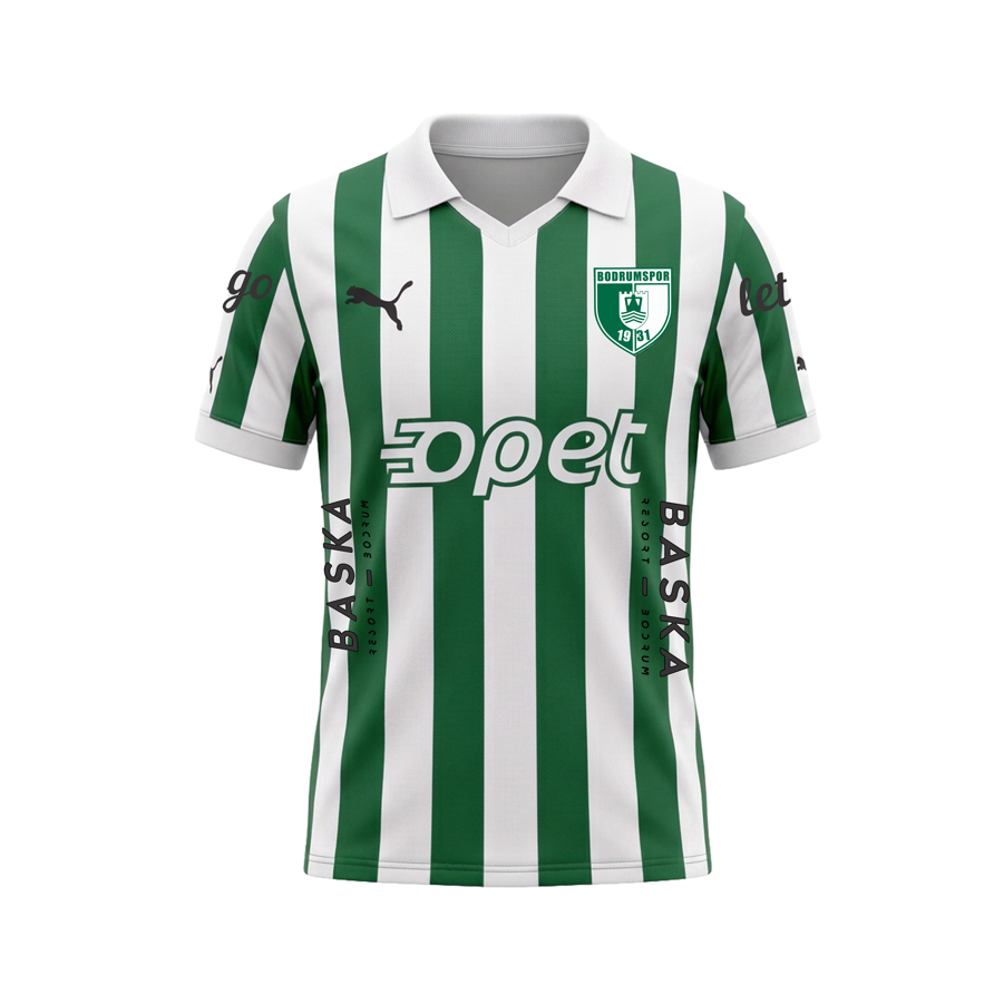 Puma BodrumSpor 26/27 Maç Forması Yeşil Beyaz Çubuklu 773498-04