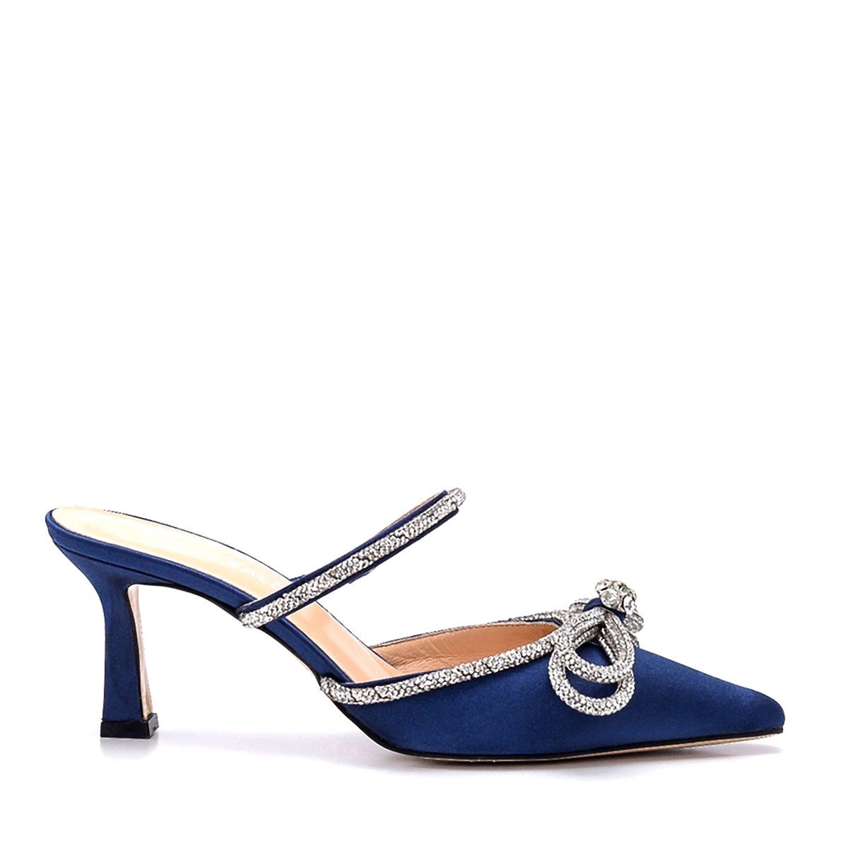 Alcına Lacivert Saten  Kadın Topuklu Terlik