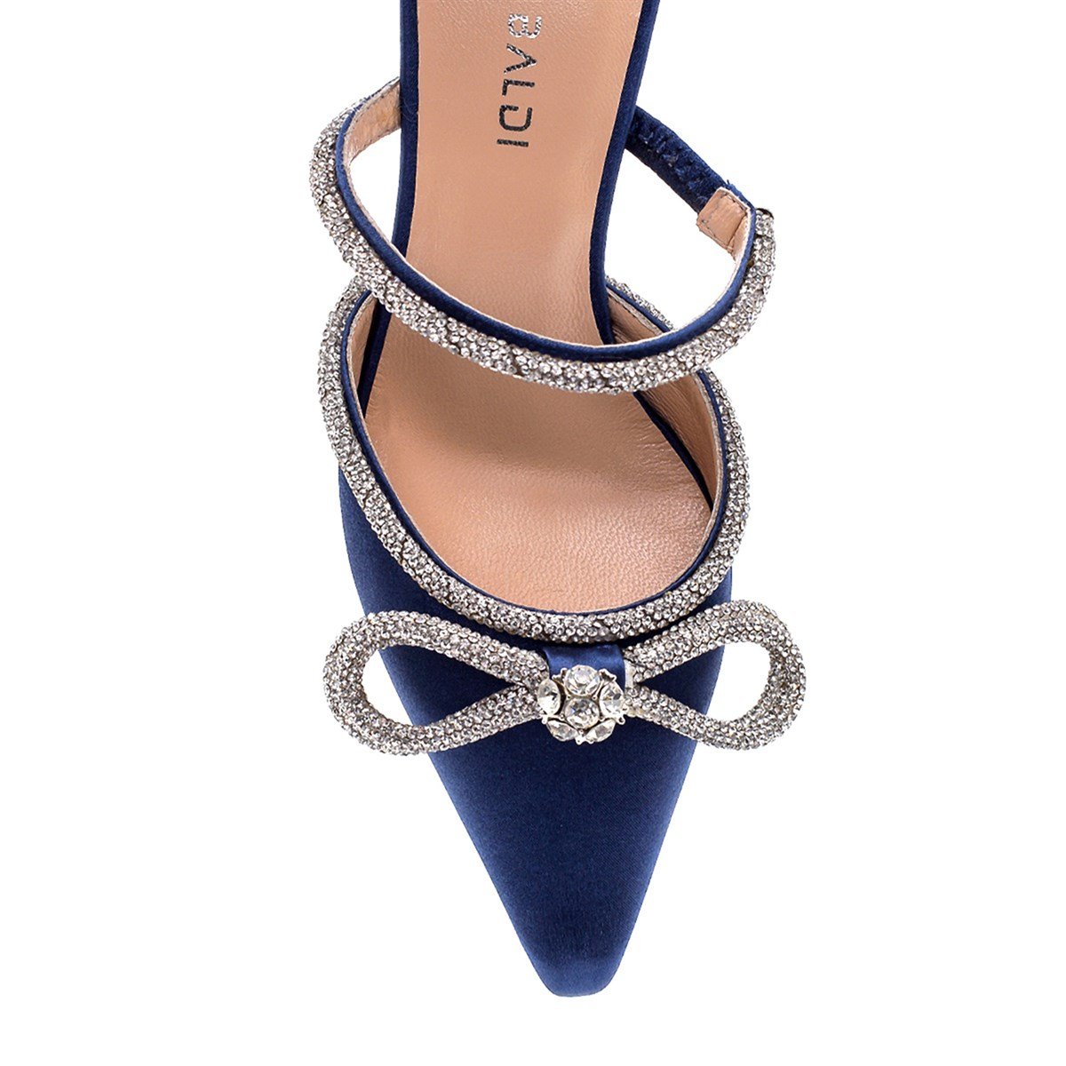 Alcına Lacivert Saten  Kadın Topuklu Terlik