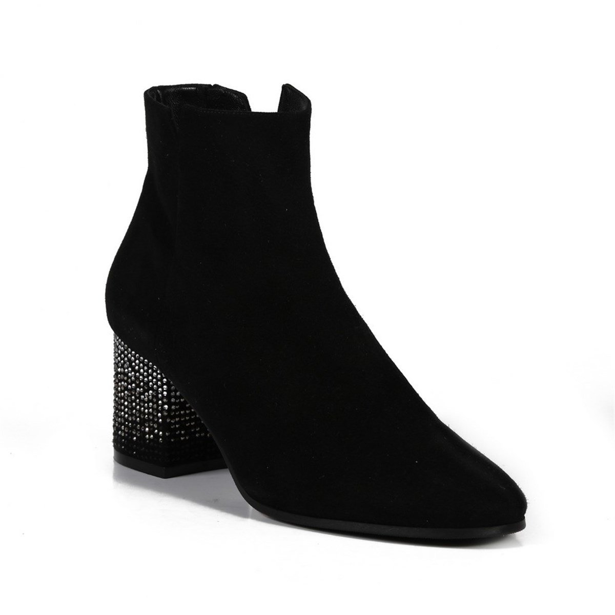 ALMA FUR SİYAH SÜET TAŞLI KADIN Bootie