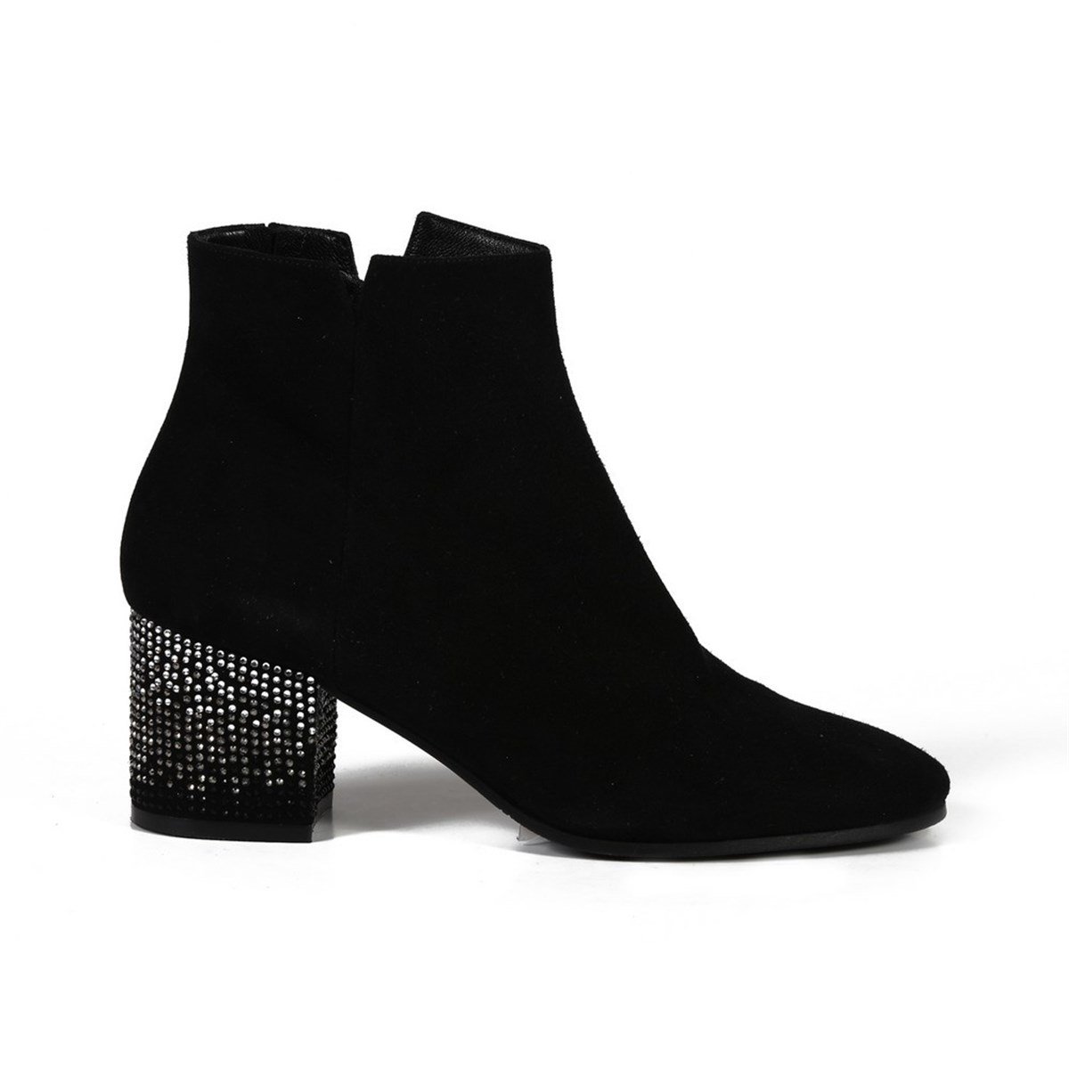 ALMA FUR SİYAH SÜET TAŞLI KADIN Bootie
