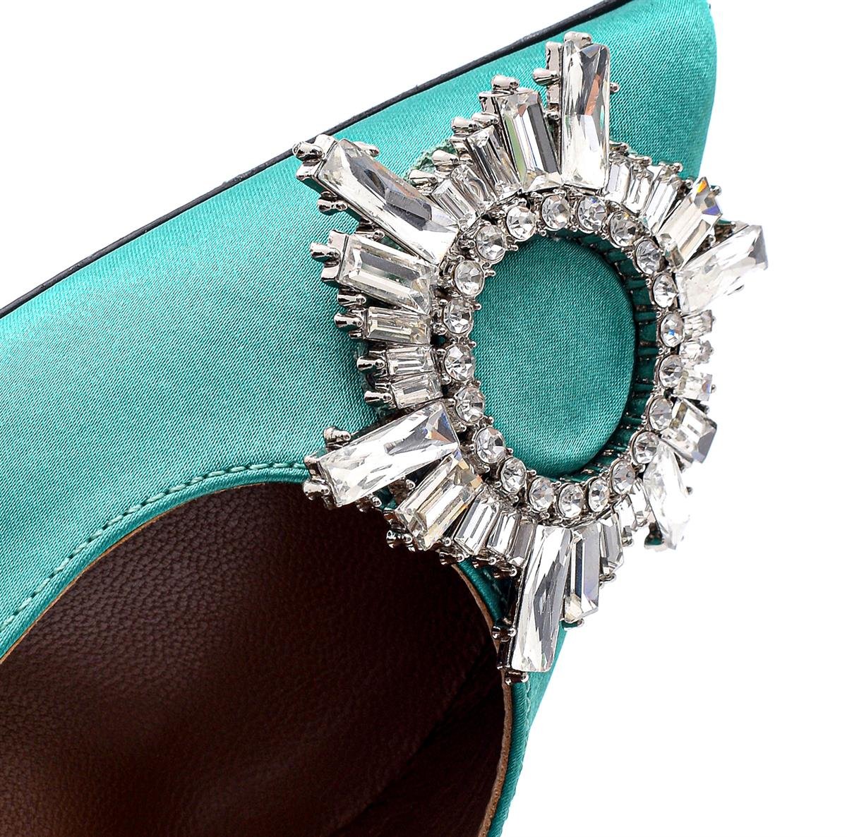 Ancelıne A Yeşil Saten  Kadın Stiletto & Abiye