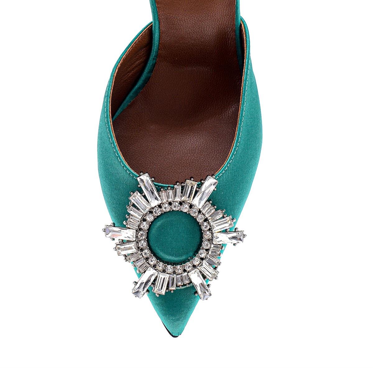 Ancelıne A Yeşil Saten  Kadın Stiletto & Abiye