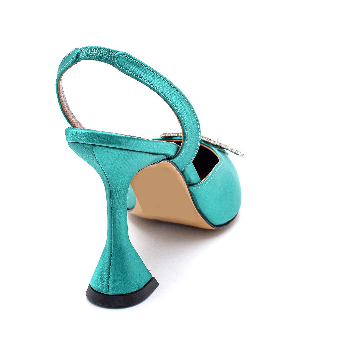 Ancelıne A Yeşil Saten  Kadın Stiletto & Abiye