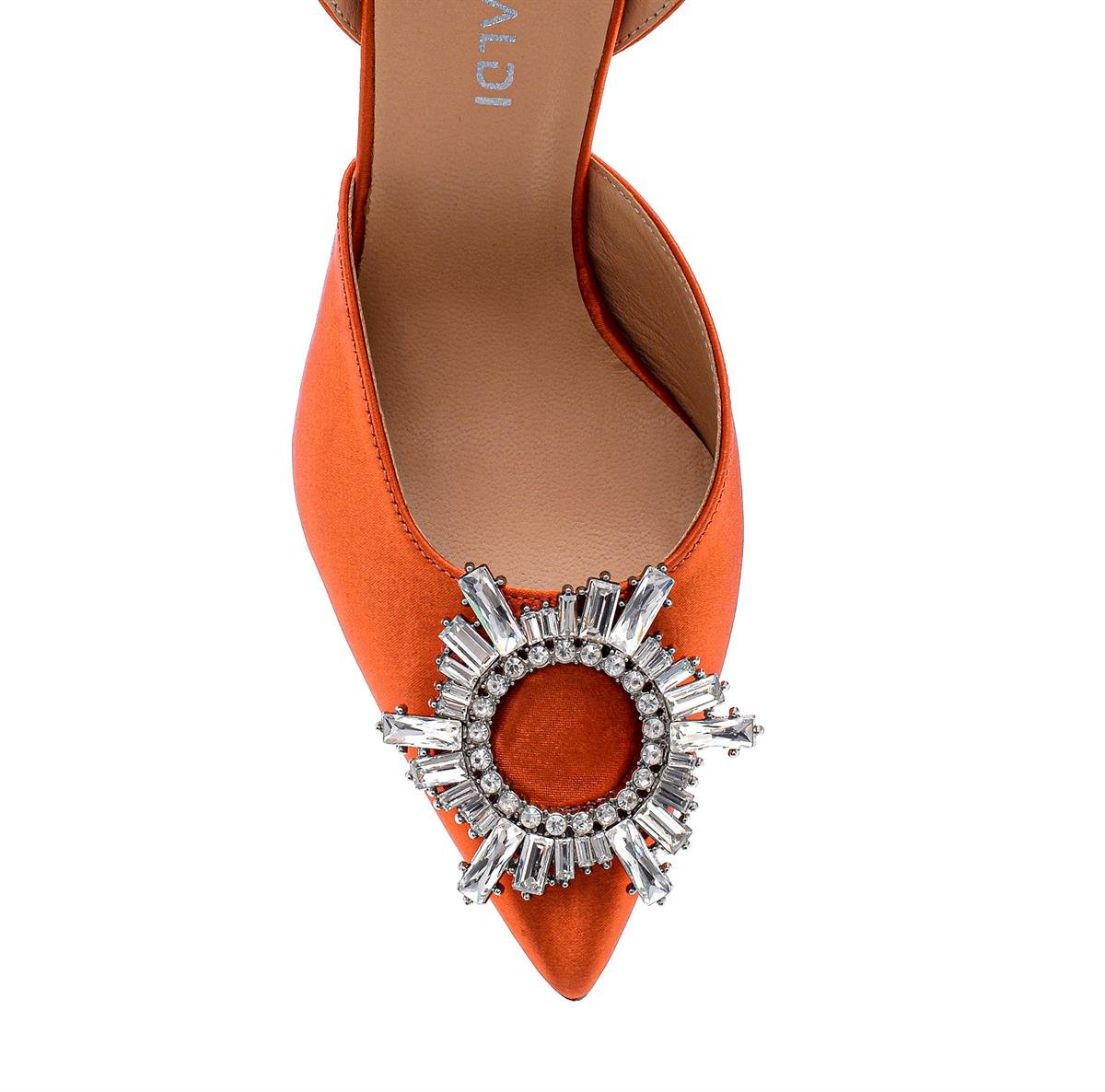 Ancelıne Turuncu Saten  Kadın Stiletto & Abiye