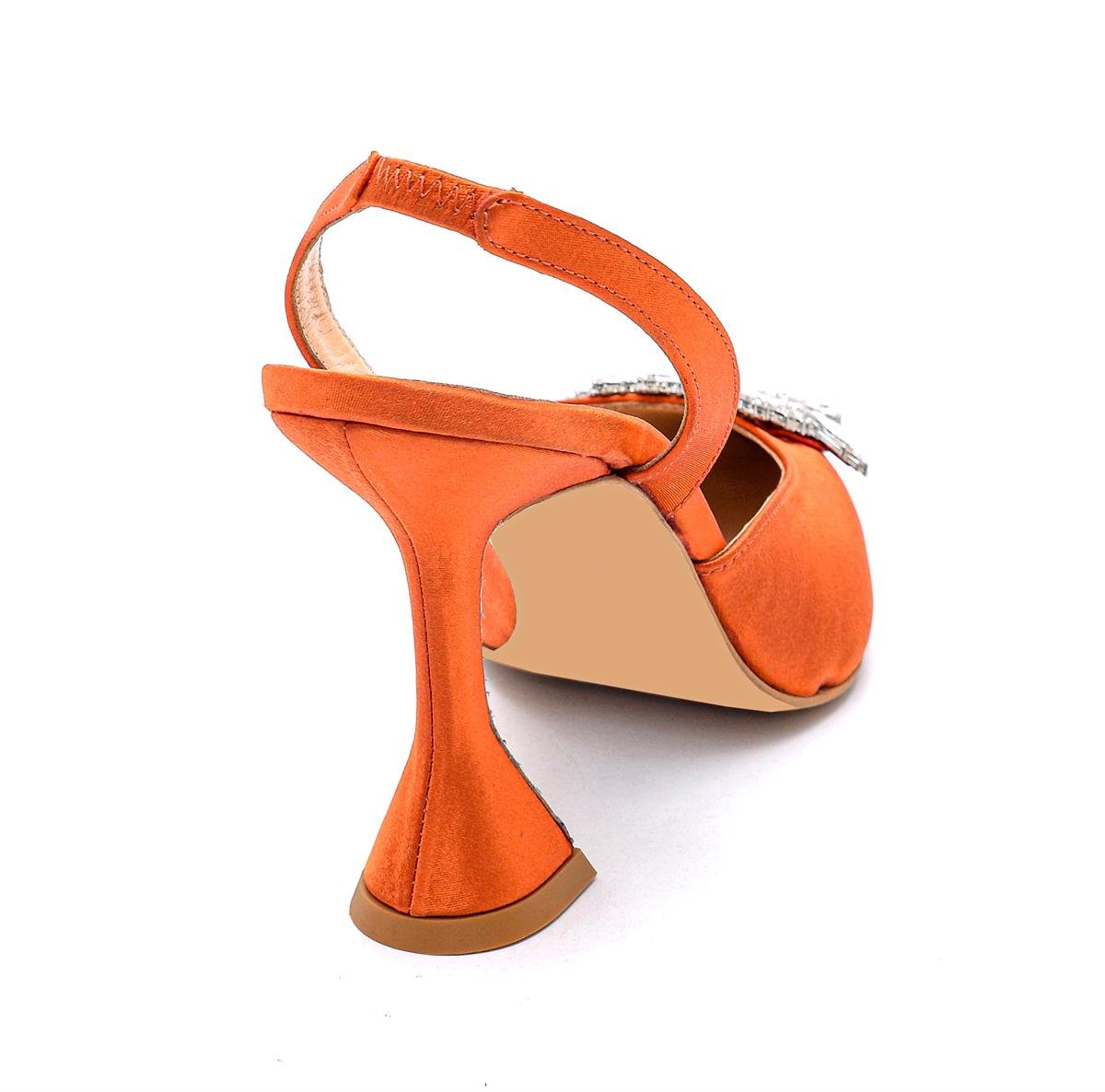 Ancelıne Turuncu Saten  Kadın Stiletto & Abiye