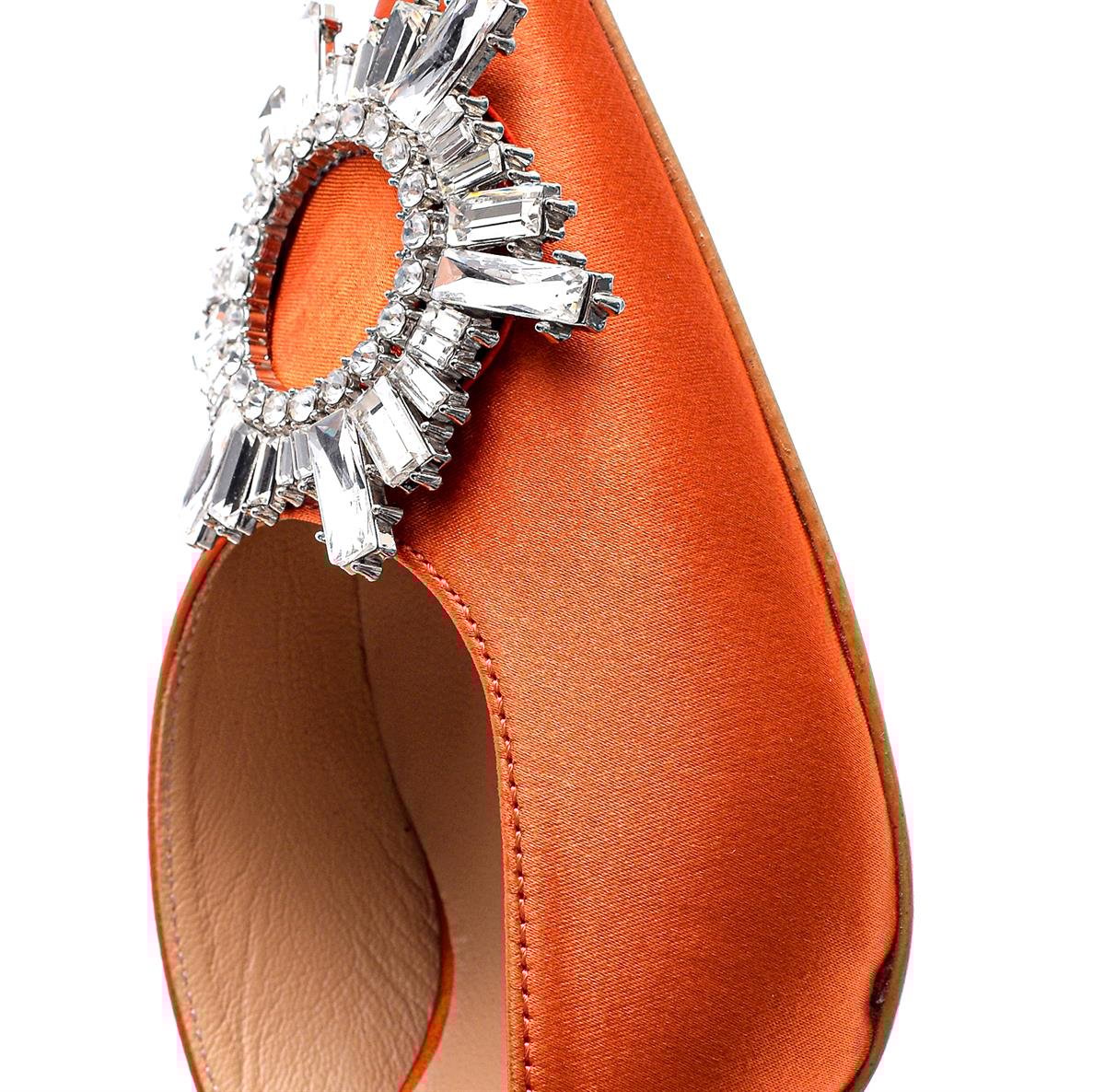 Ancelıne Turuncu Saten  Kadın Stiletto & Abiye