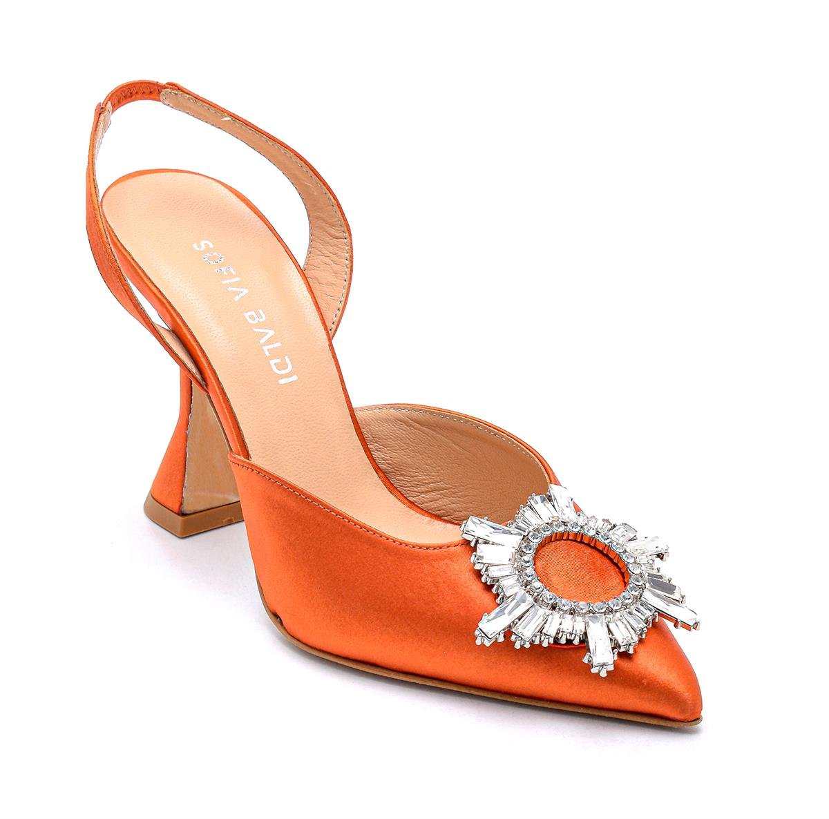 Ancelıne Turuncu Saten  Kadın Stiletto & Abiye