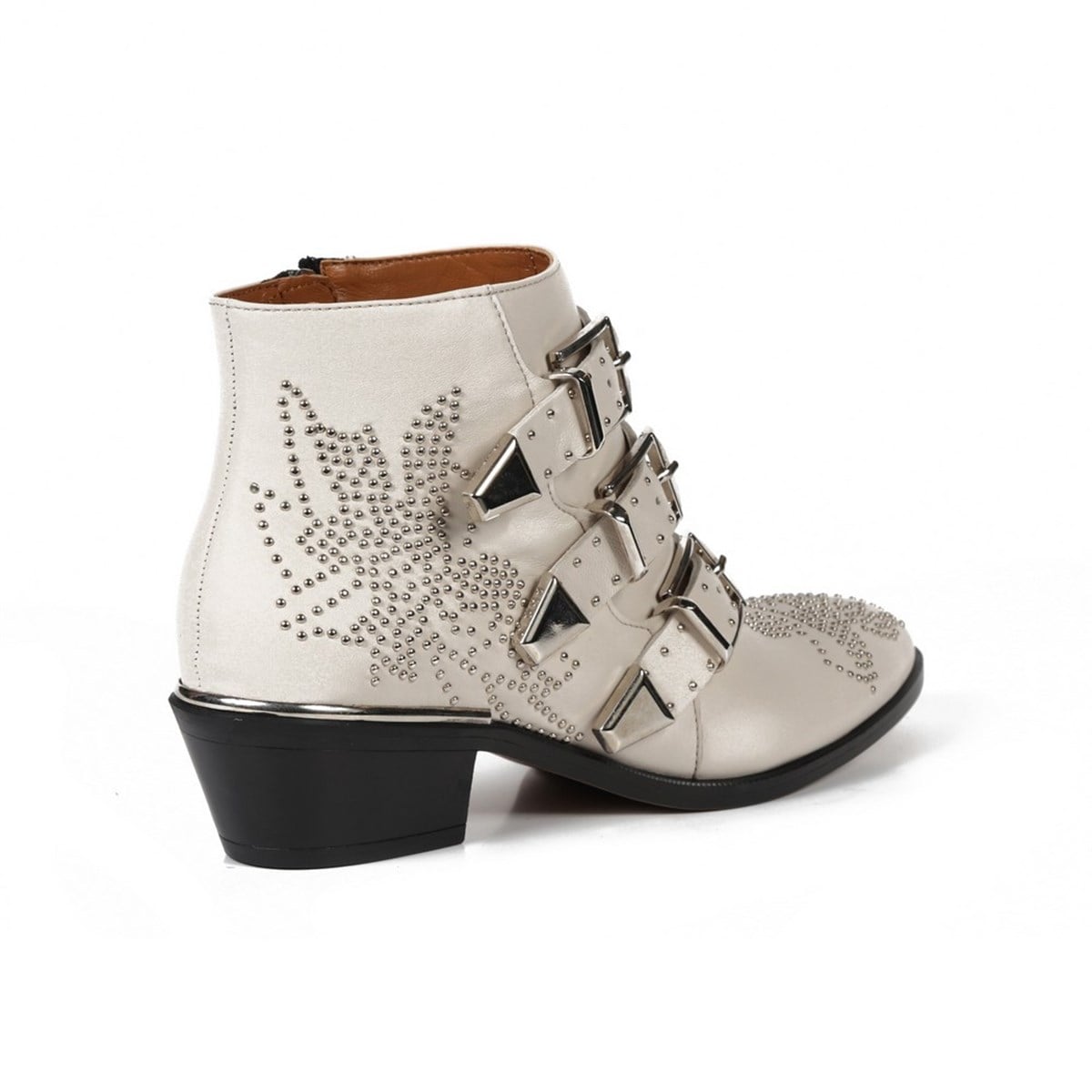 BEGONIA BEYAZ DERİ GÜMÜŞ PİMLİ KADIN Bootie