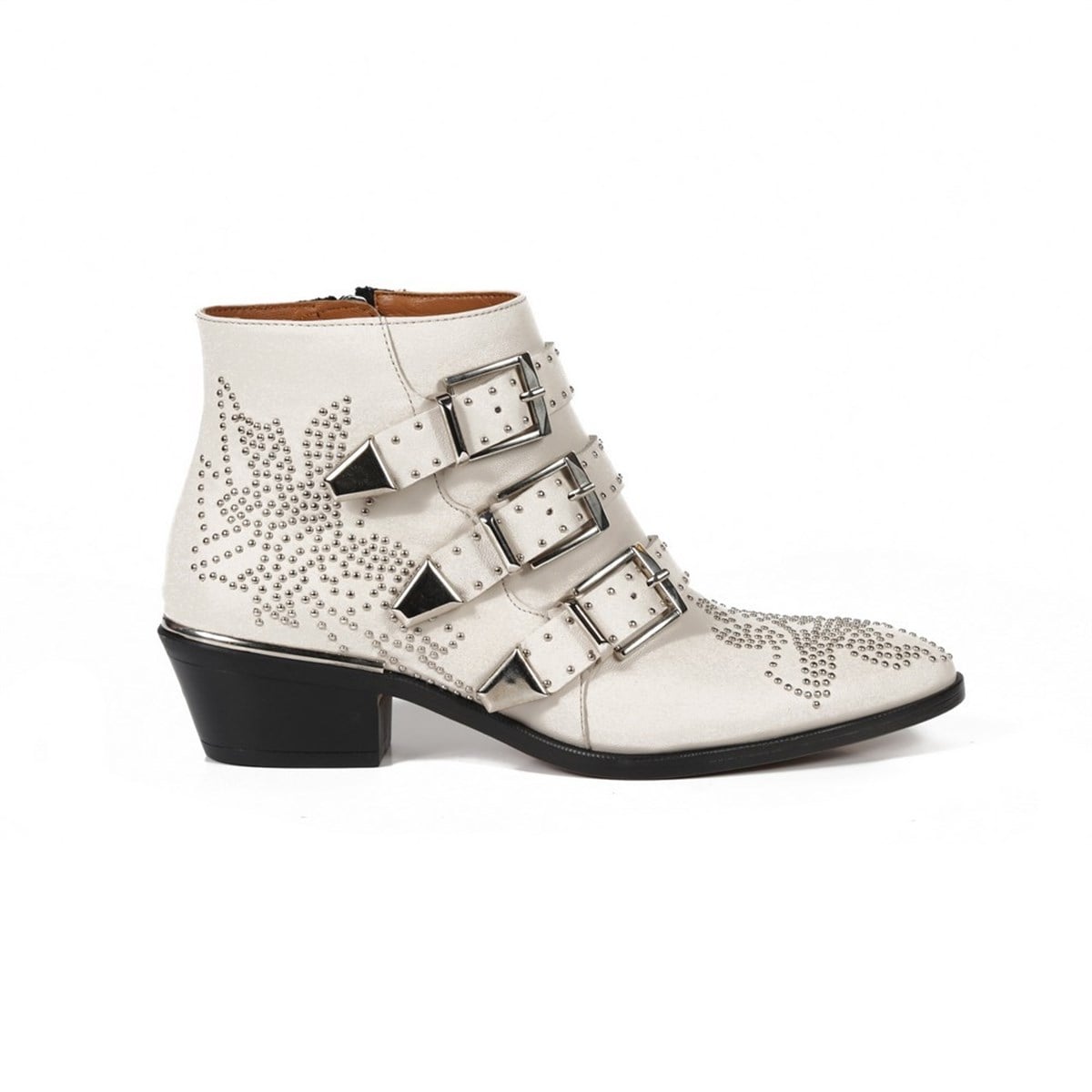 BEGONIA BEYAZ DERİ GÜMÜŞ PİMLİ KADIN Bootie