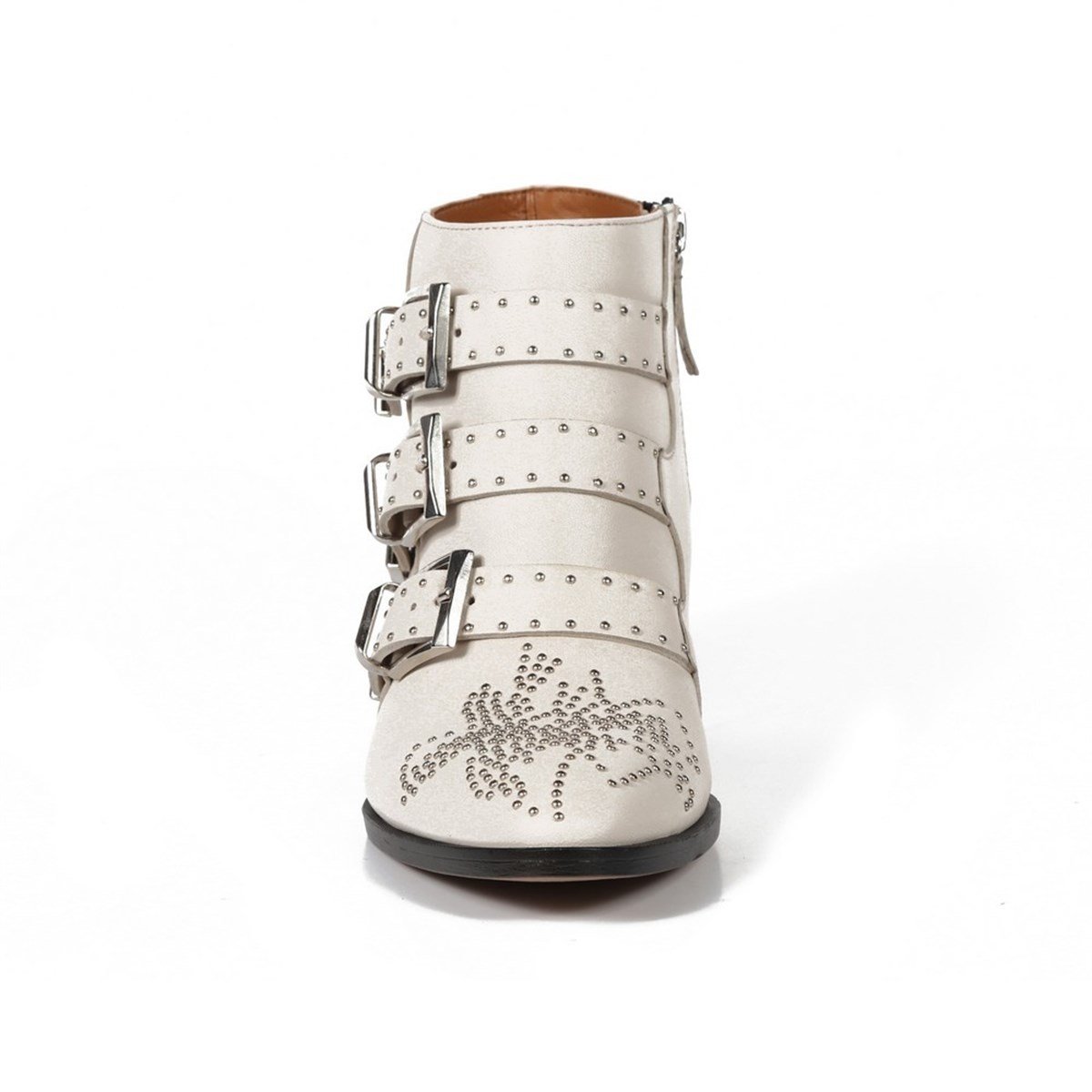 BEGONIA BEYAZ DERİ GÜMÜŞ PİMLİ KADIN Bootie