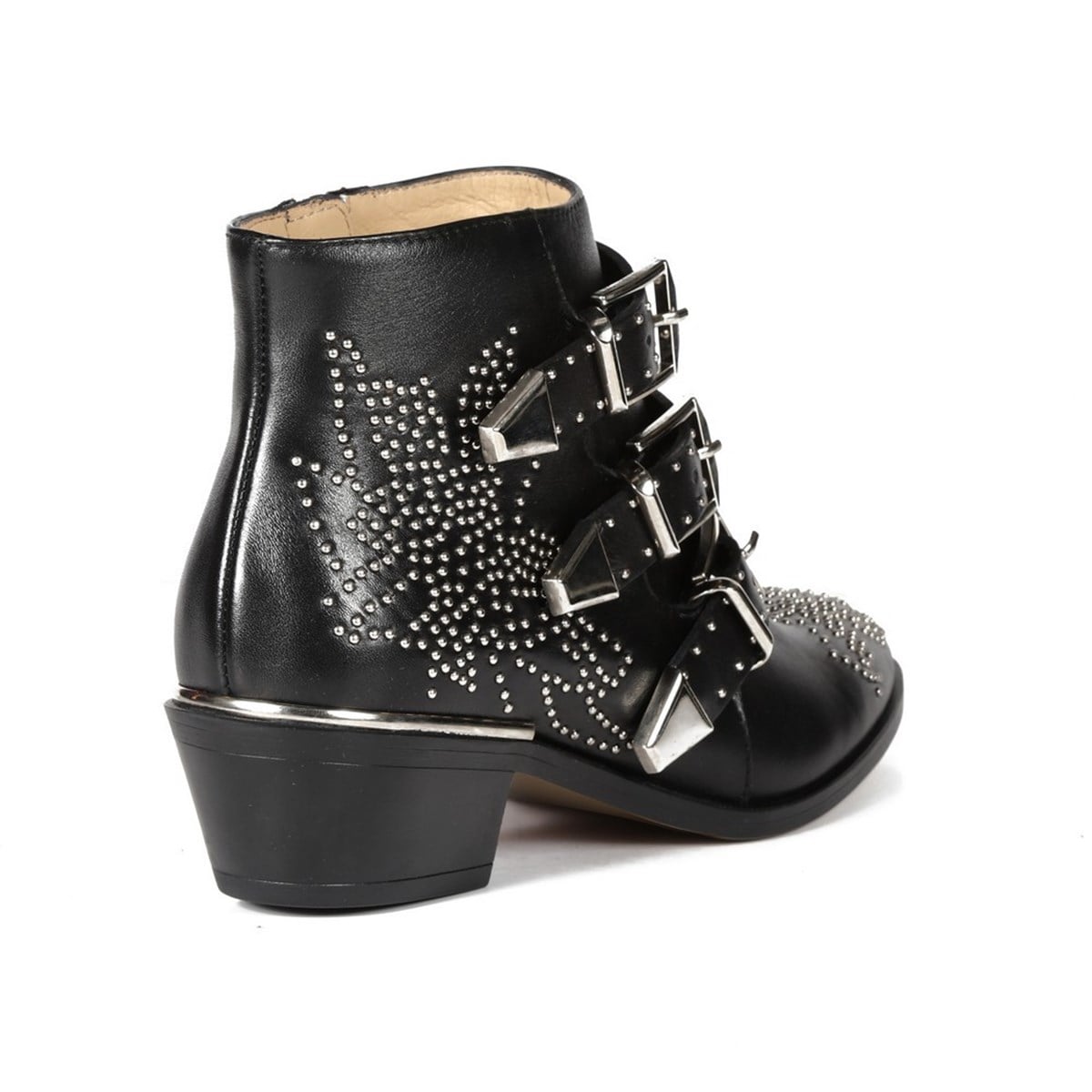 BEGONIA SİYAH DERİ GÜMÜŞ PİMLİ KADIN Bootie