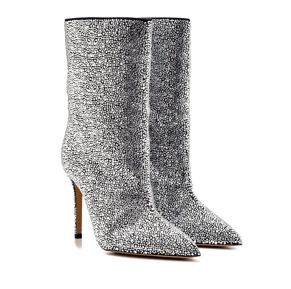 Best Siyah/gümüş   Kadın Topuklu Bot