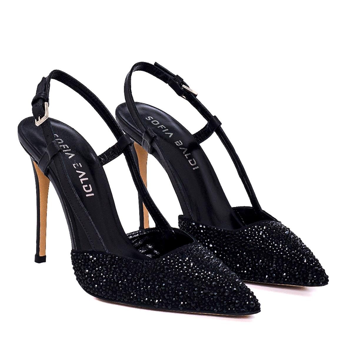 Dire Siyah Süet  Kadın Stiletto & Abiye