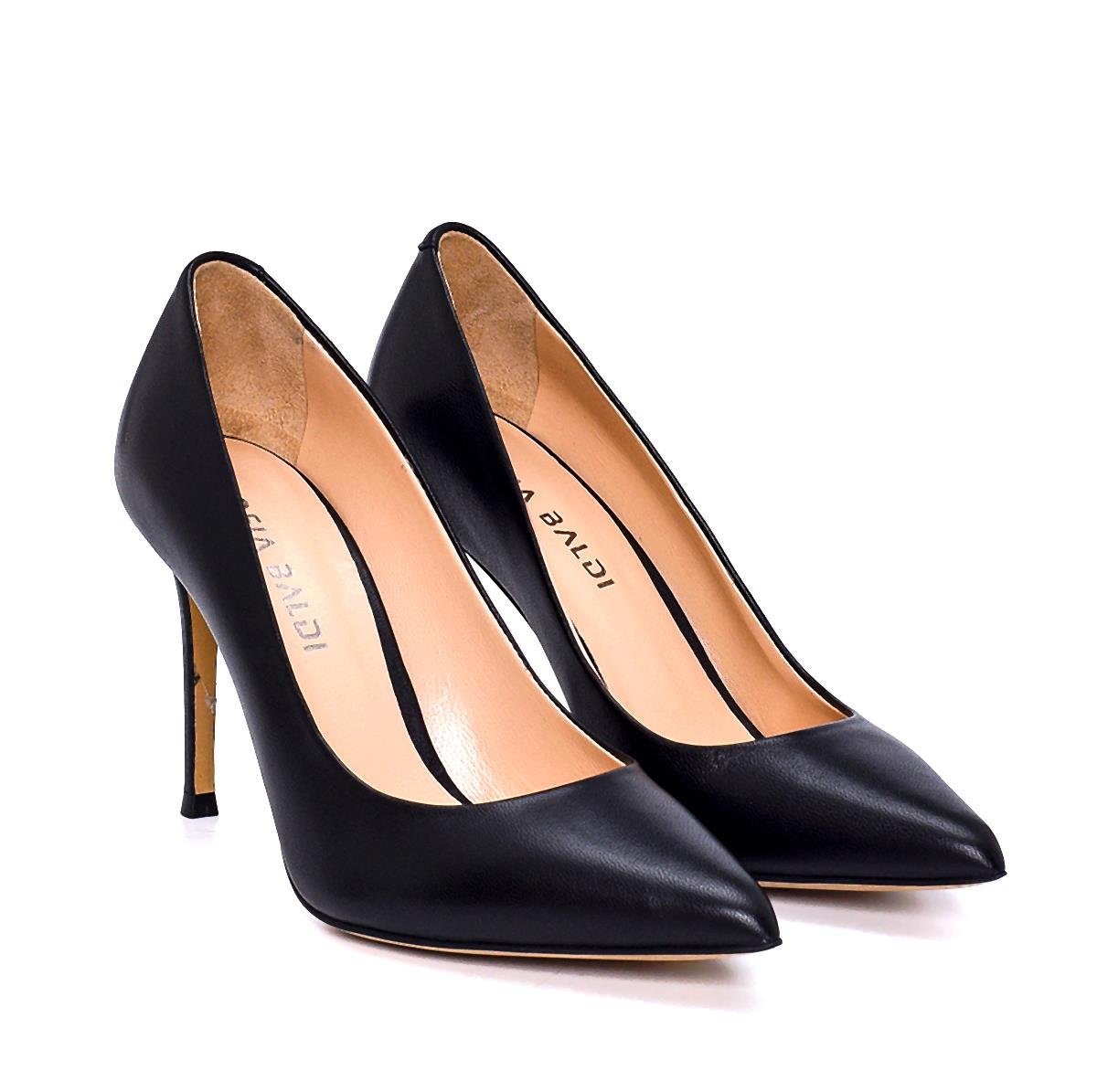 Elmaıra Siyah Deri  Kadın Stiletto & Abiye